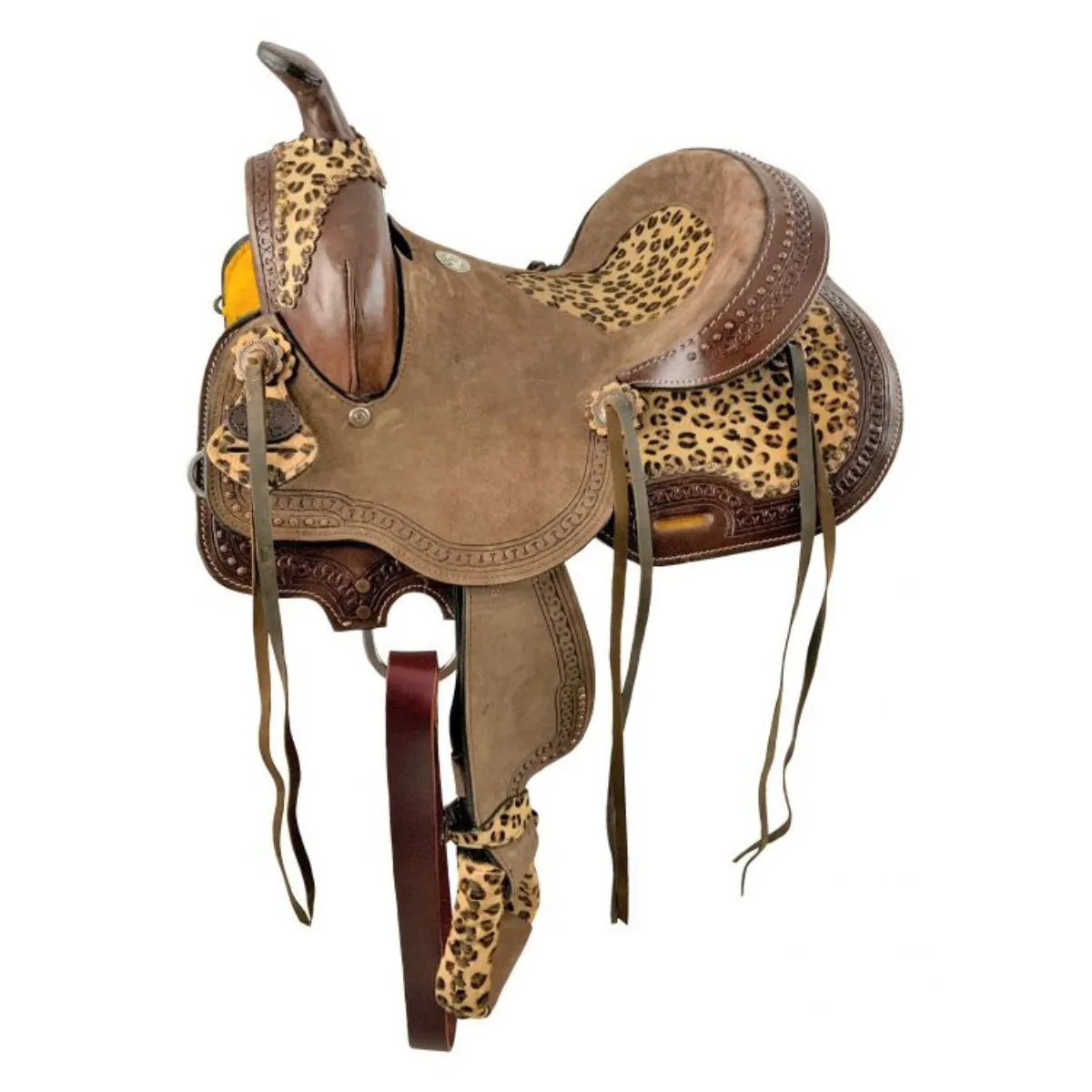 12" DOUBLE T BARREL SADDLE WITH CHEETAH SEAT