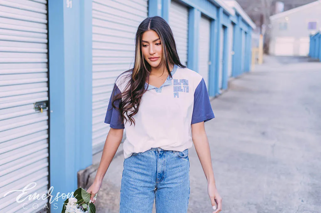 Alpha Delta Pi Navy Colorblock Henley