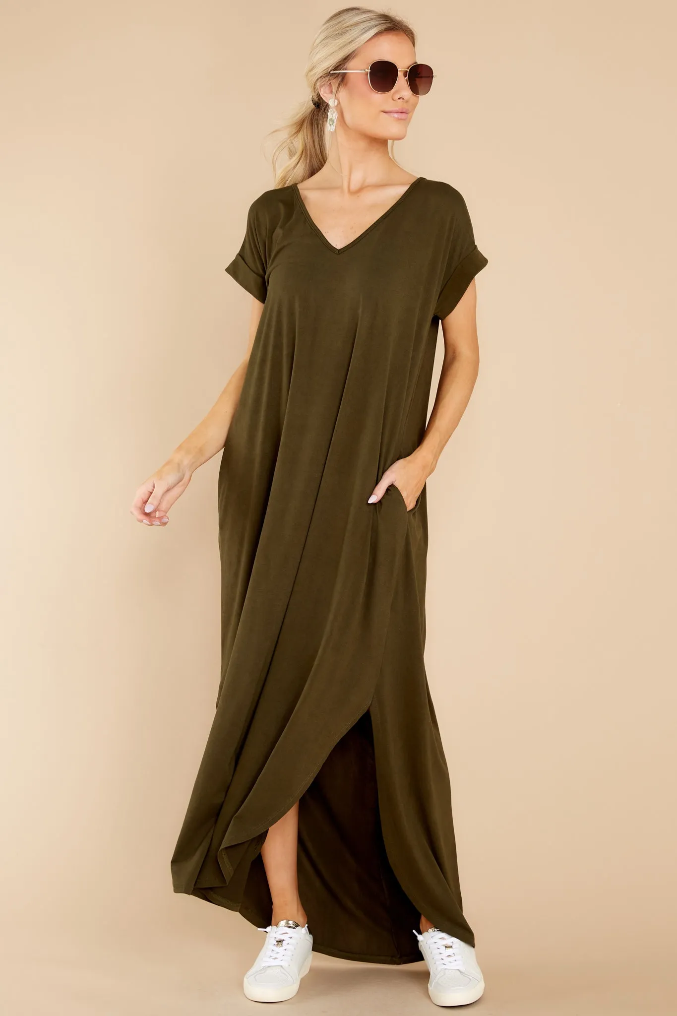 Always The Same Thing Olive Green Maxi Dress