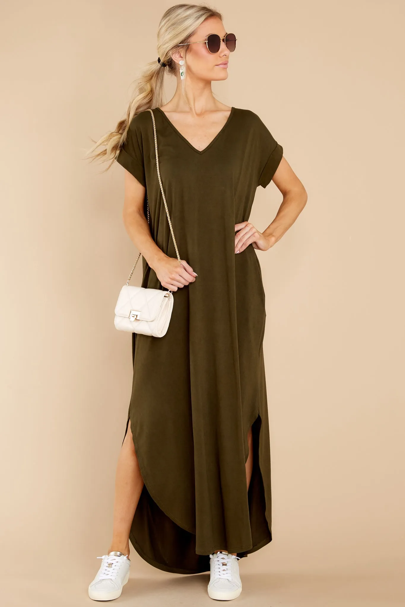 Always The Same Thing Olive Green Maxi Dress