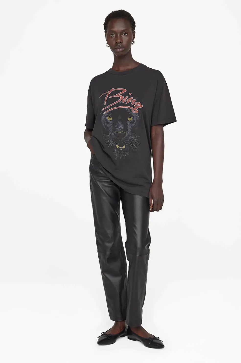 Anine Bing - Walker Tee Panther in Vintage Black