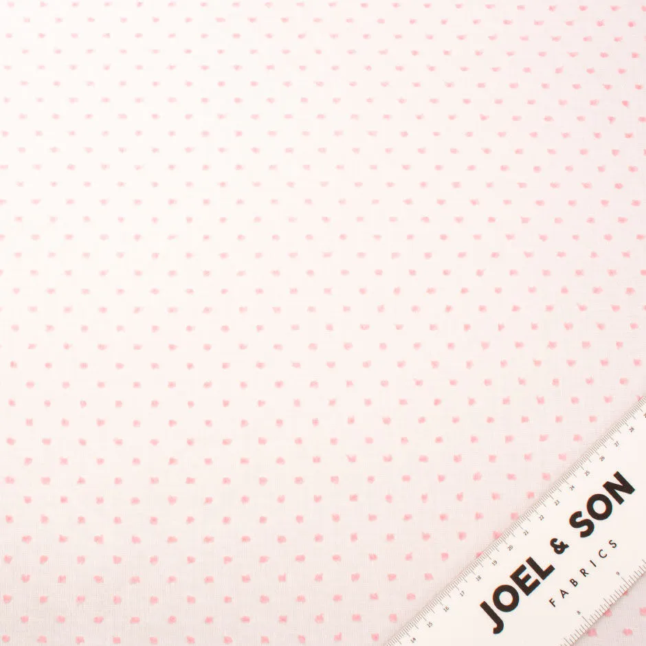 Baby Pink Spotted White Cotton Voile