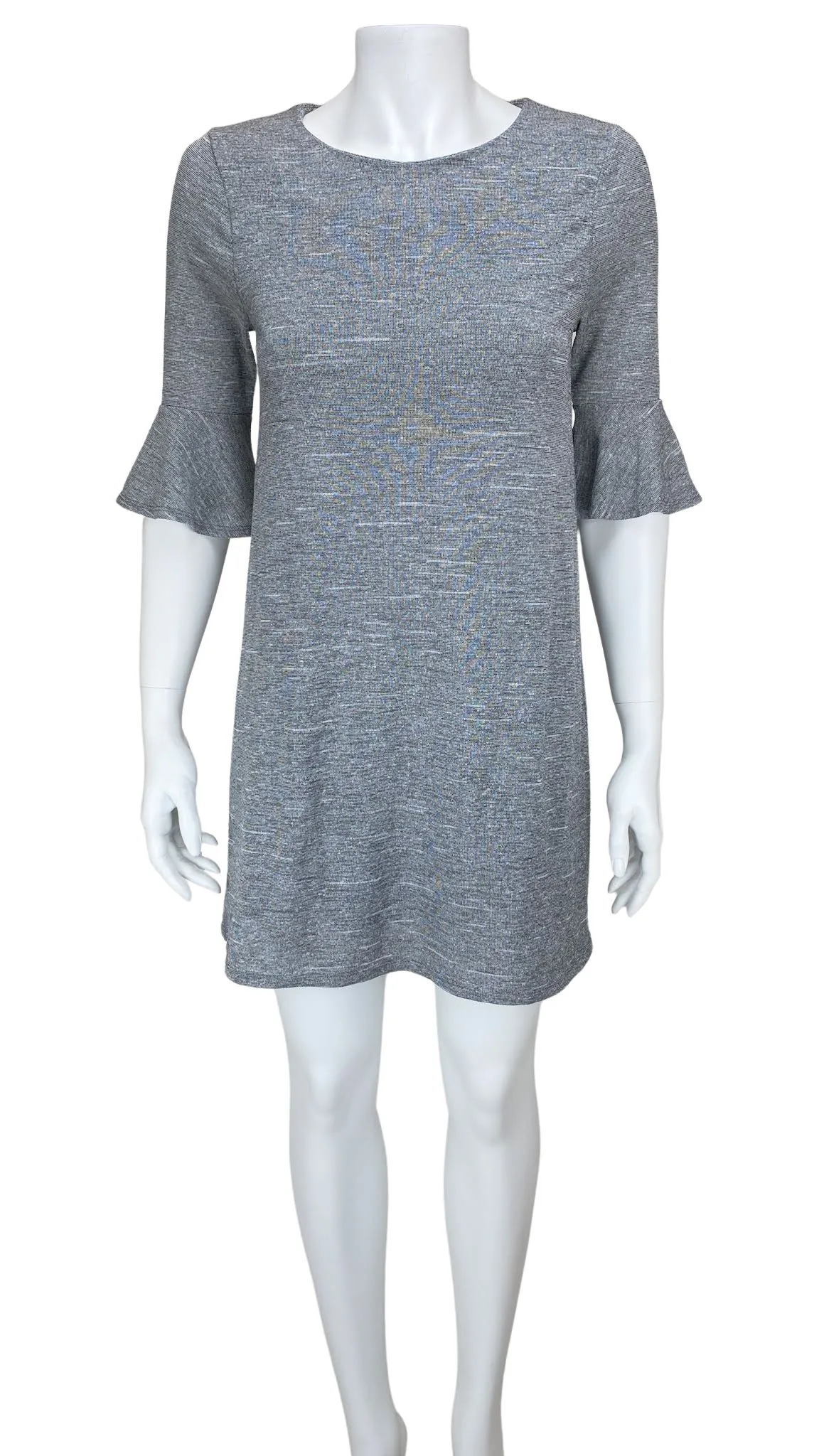 BCBGeneration, Women's Flounce Sleeve Mini Shift Dress, Grey Heather, XS