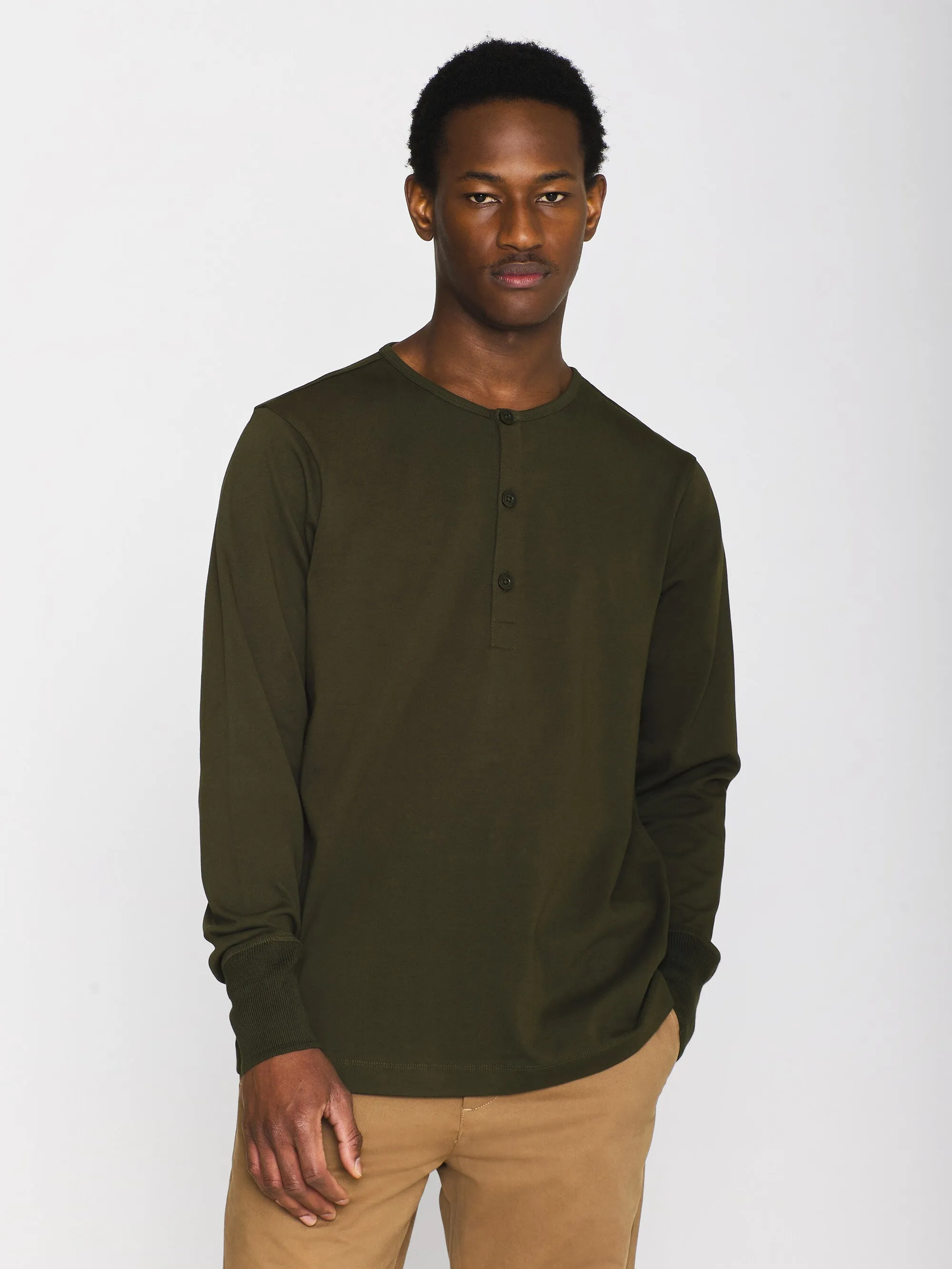 BO long sleeve henley - Regenerative Organic Certified™ - GOTS/Vegan - Forrest Night