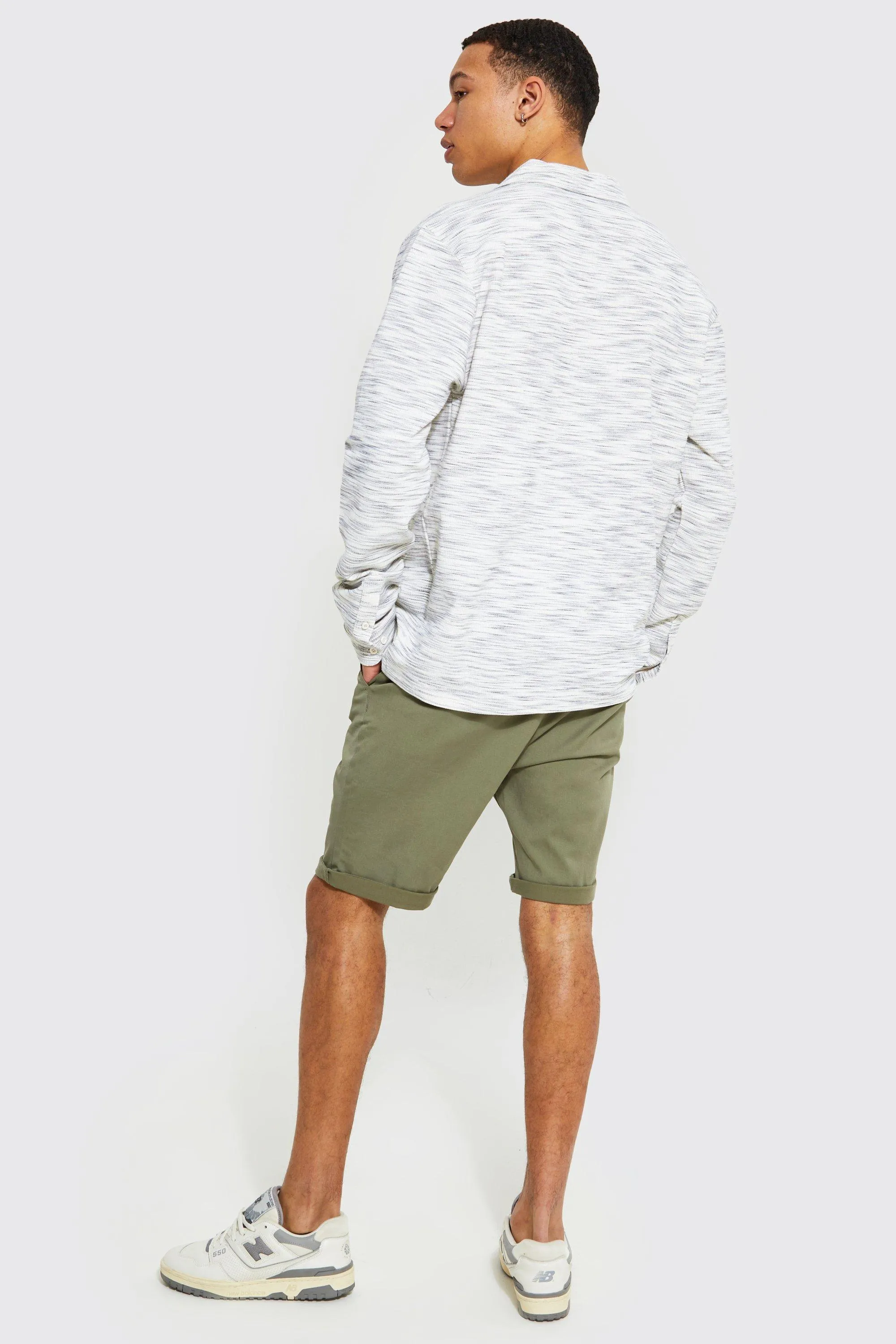 Boohoo High Skinny Chino Shorts, Khaki