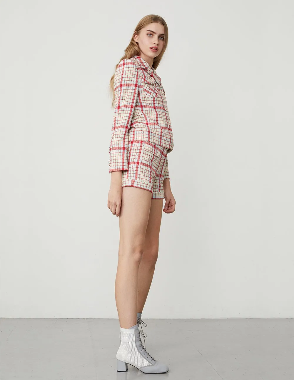 BORA AKSU Gingham Pattern Double Pocket Slim Fit Shorts