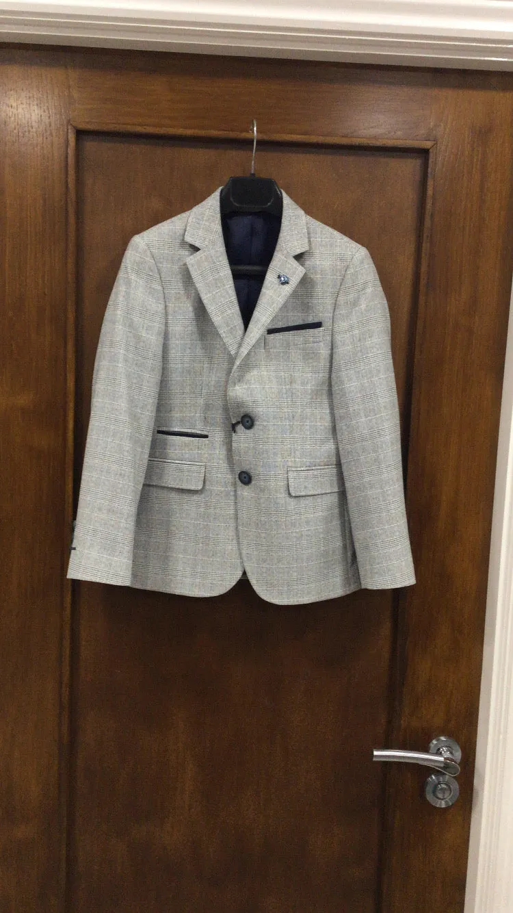 Boys Benetti Philip Grey Fine Check Blazer