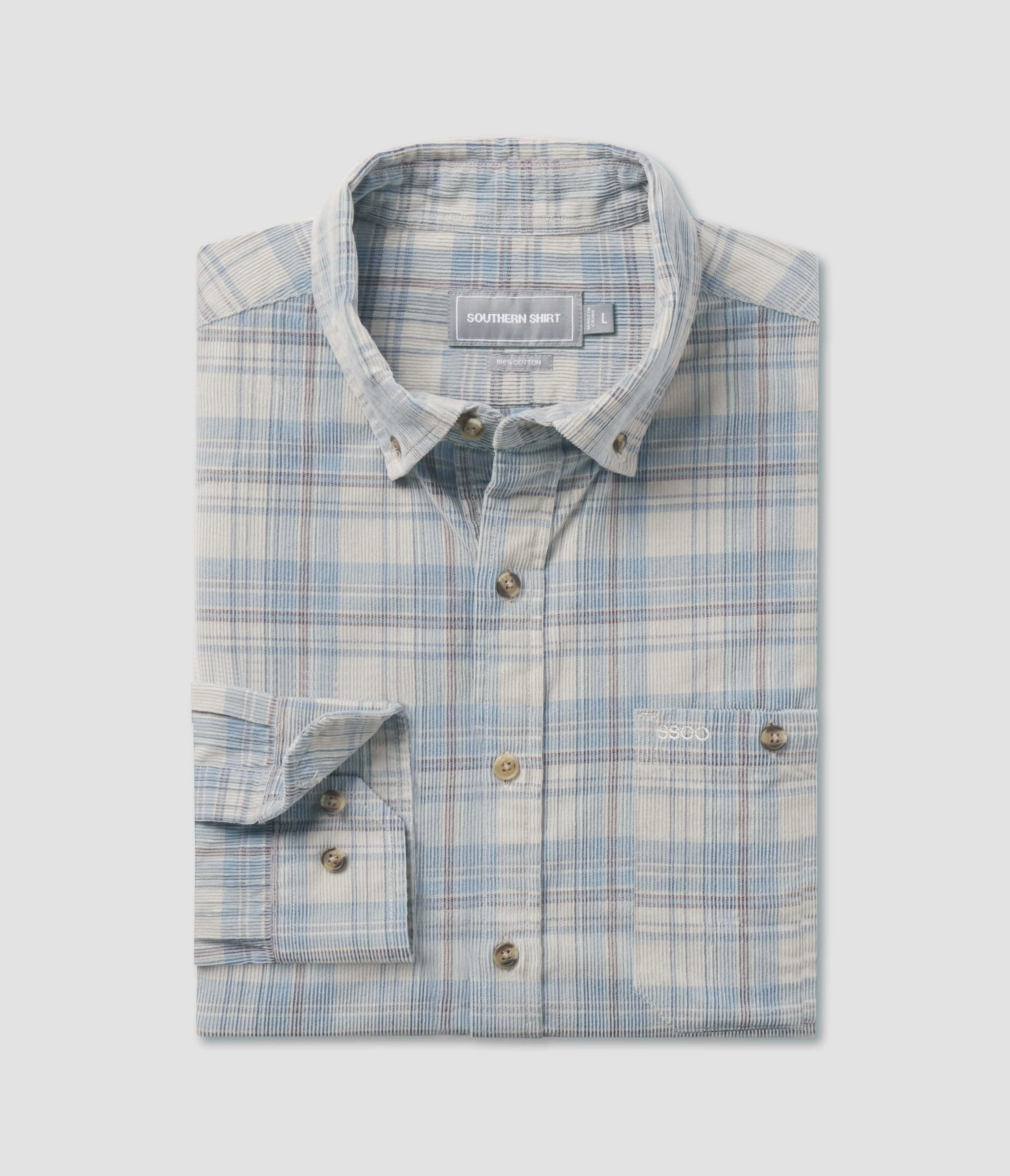 Braxton Lightweight Cord Flannel - Skyline