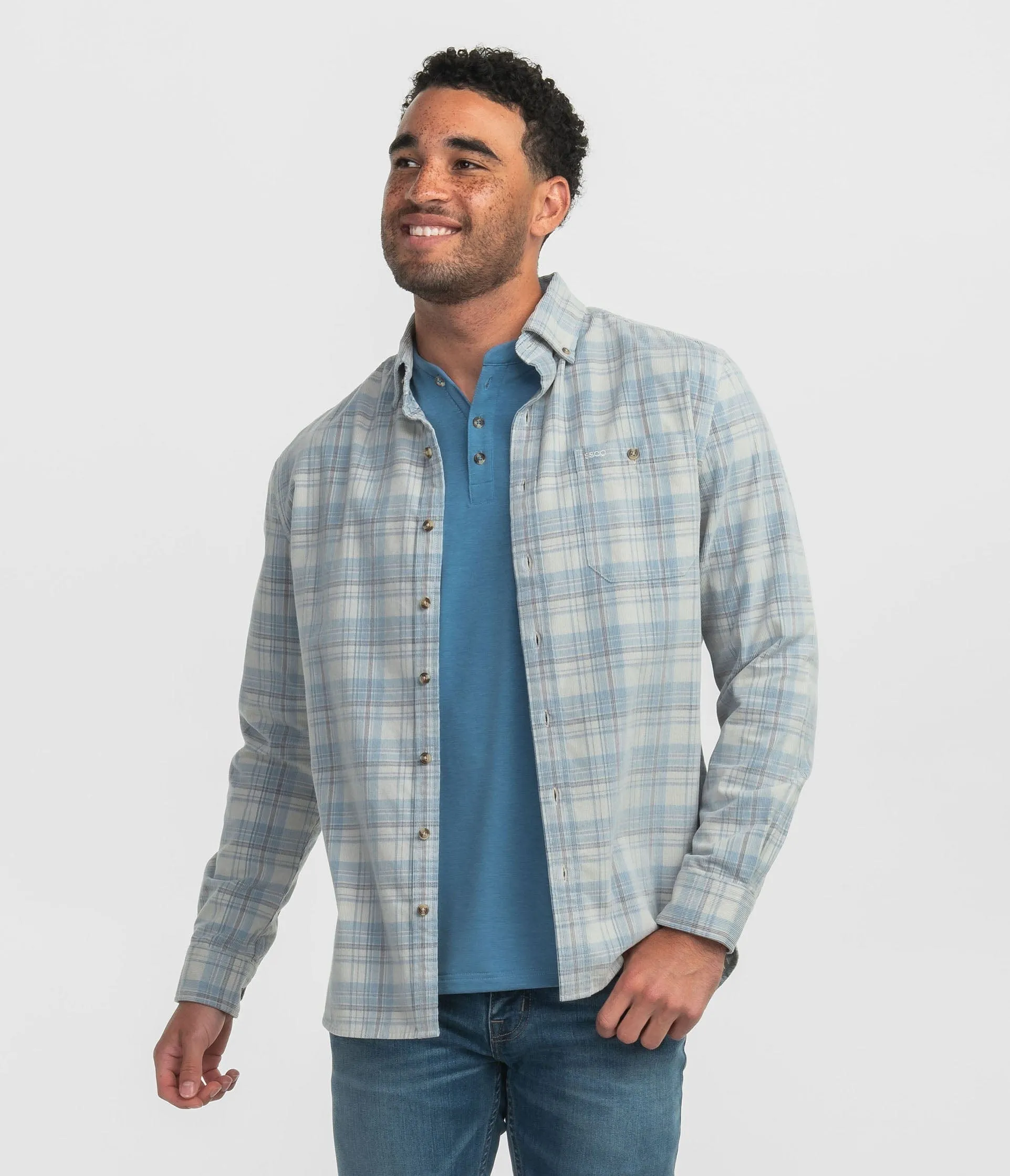 Braxton Lightweight Cord Flannel - Skyline