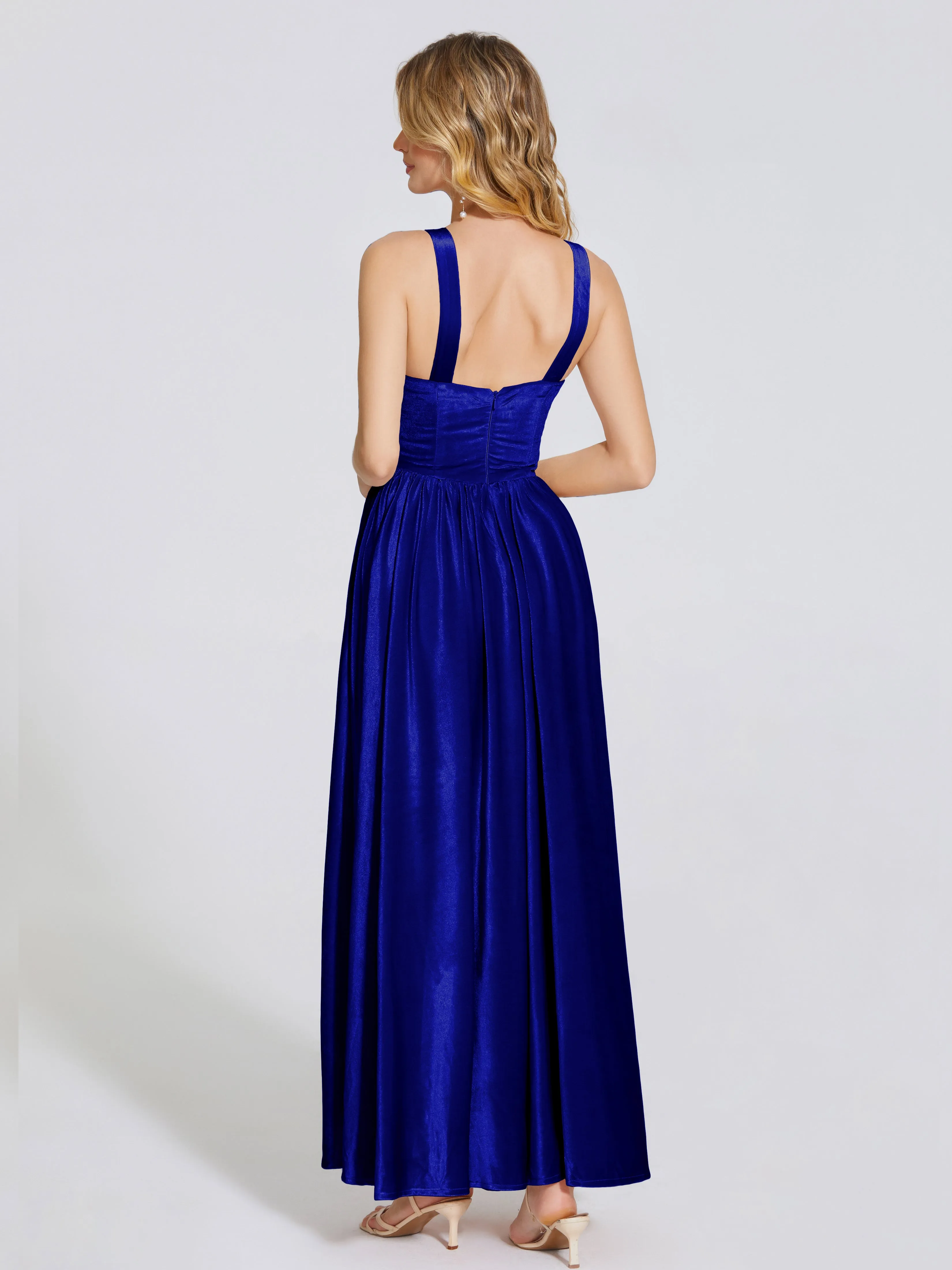 Brynlee Simple Spaghetti Straps Velvet Bridesmaid Dresses