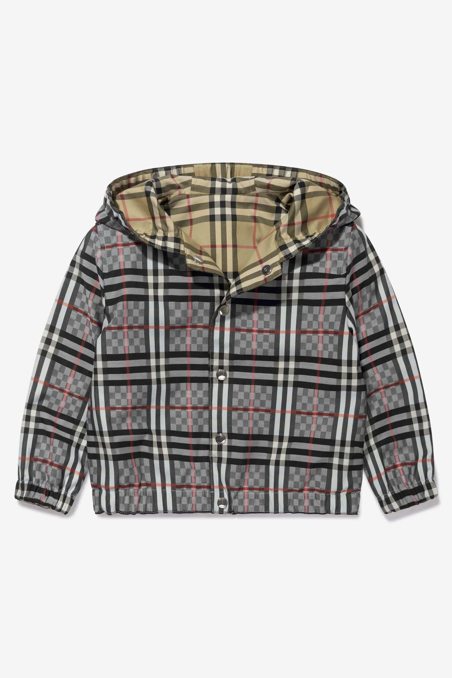 Burberry Boys Cotton Check Hooded Jacket