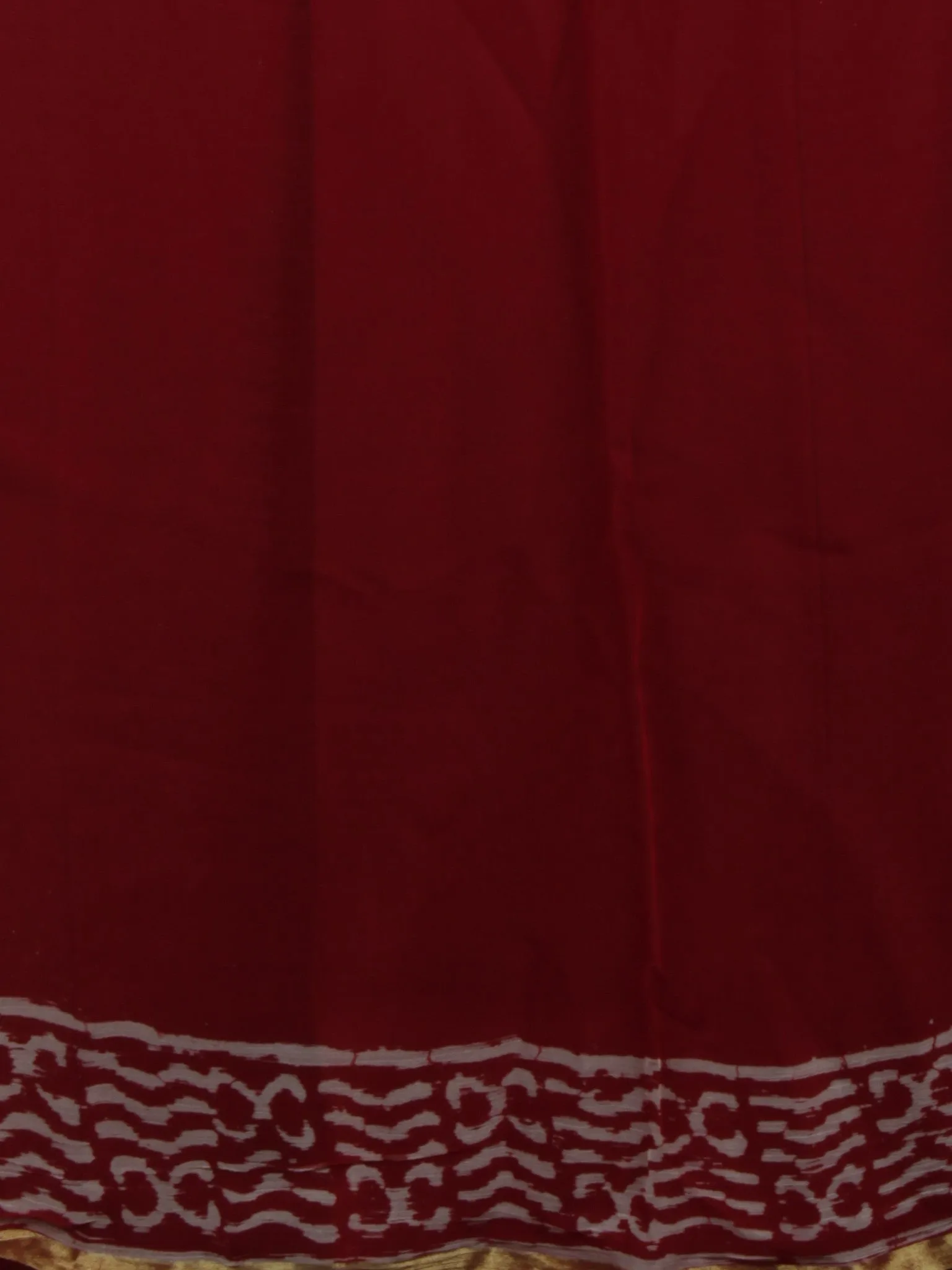 Cherry Red Ivory Hand Block Printed Chiffon Saree - S031702074