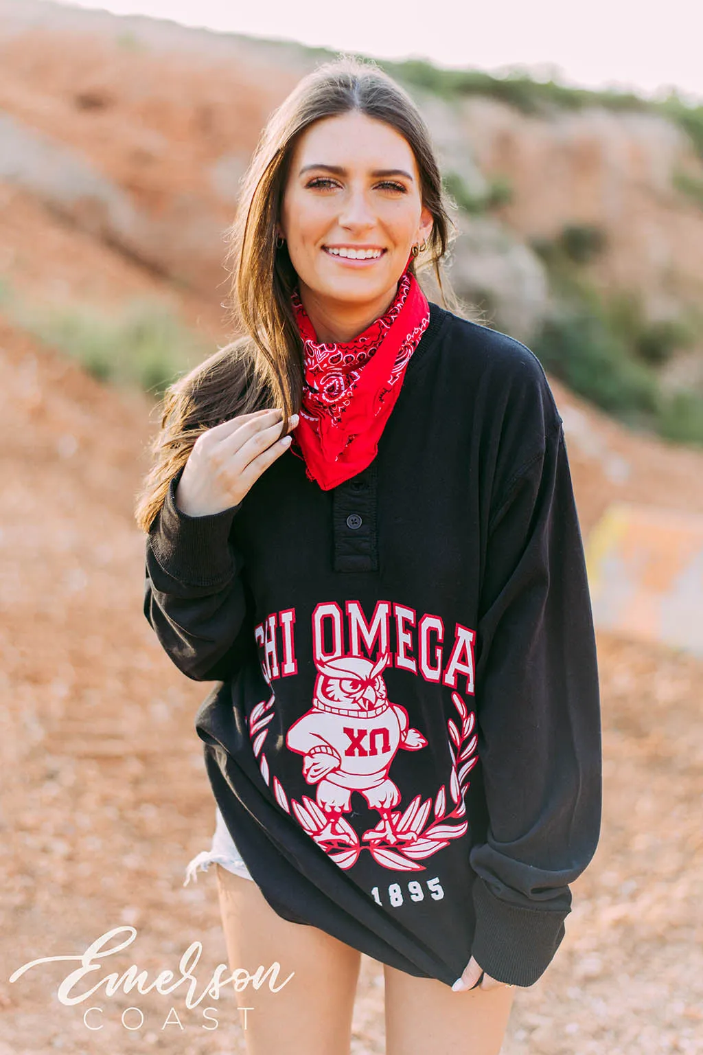 Chi Omega Mascot Thermal Henley