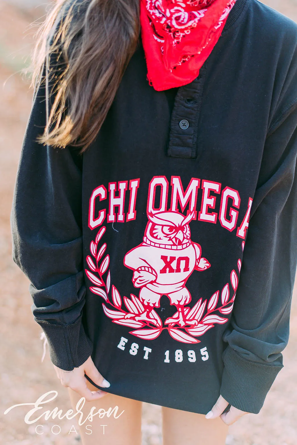 Chi Omega Mascot Thermal Henley