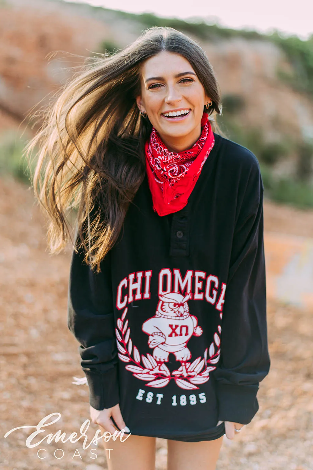 Chi Omega Mascot Thermal Henley