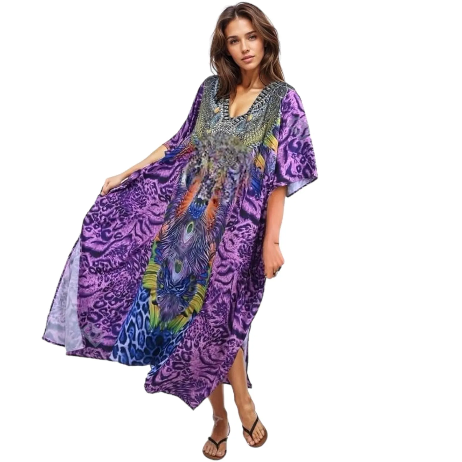 Chic Mia Animal Print Kaftan Dress – Lightweight & Stylish