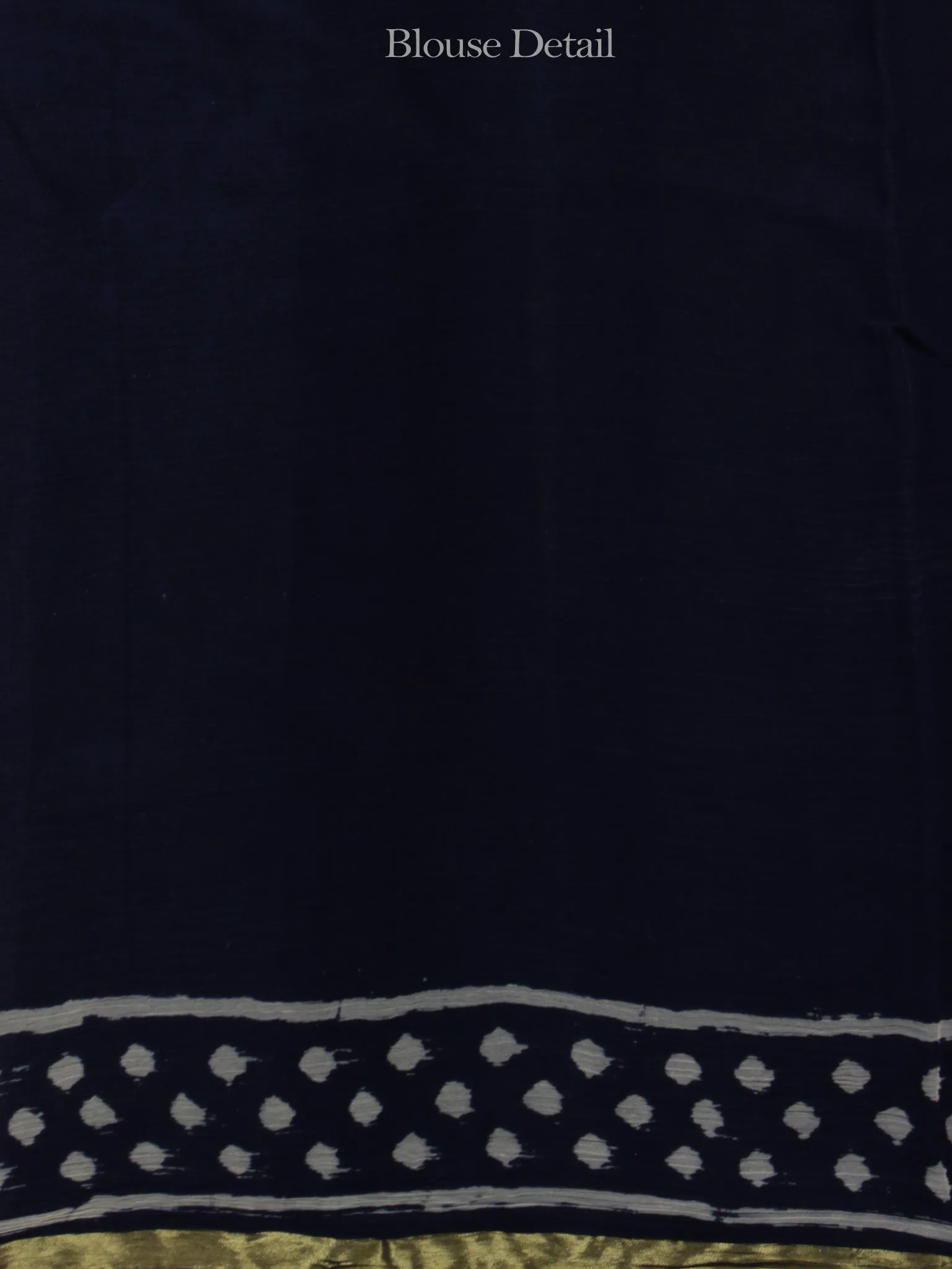 Deep Indigo Ivory Hand Block Printed Chiffon Saree - S031702089