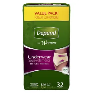 Depend 12535 Adult Absorbent Underwear Pull On Small Disposable Heavy Absorbency. Pack of 32