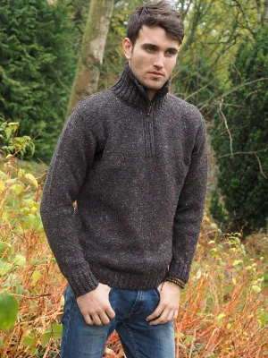 DONEGAL TWEED SWEATER WITH HALF ZIP