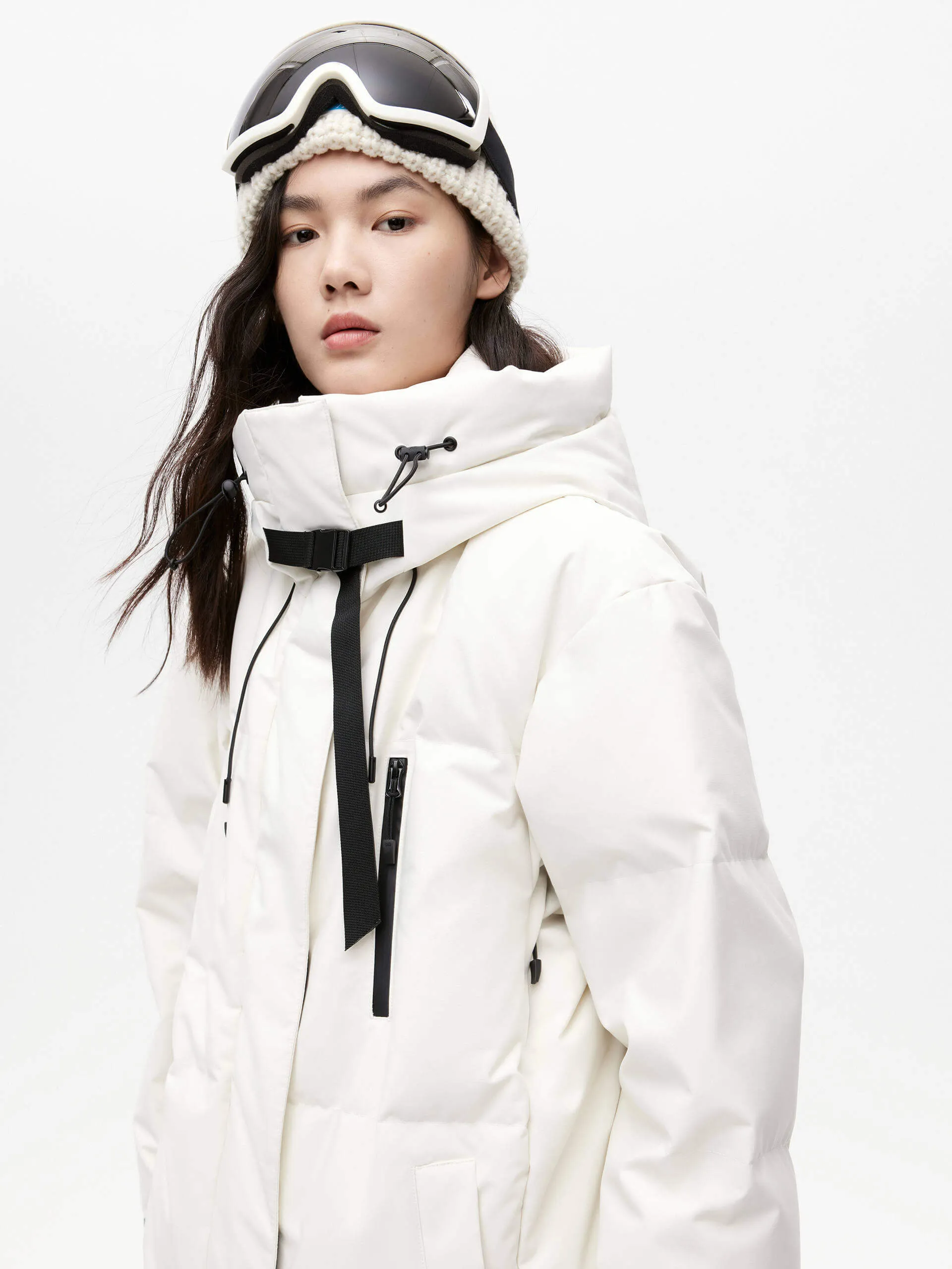 Drawstring Hooded Down Jacket