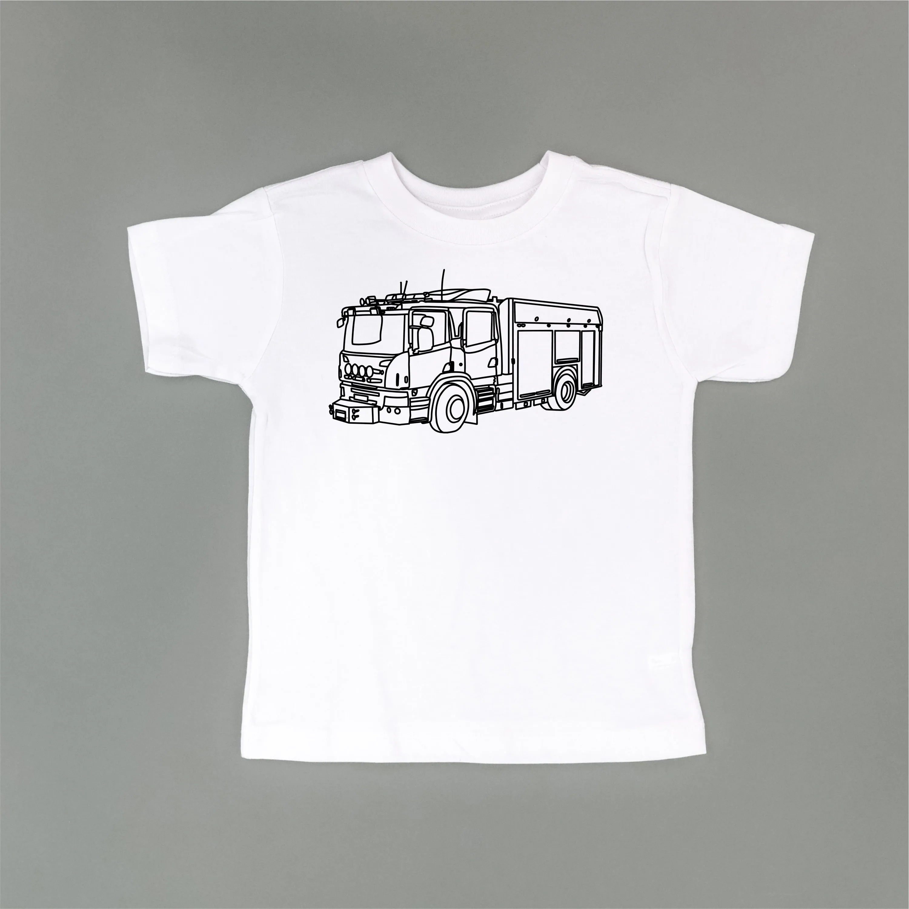 FIRE TRUCK - Minimalist Design - Short Sleeve Child Shirt