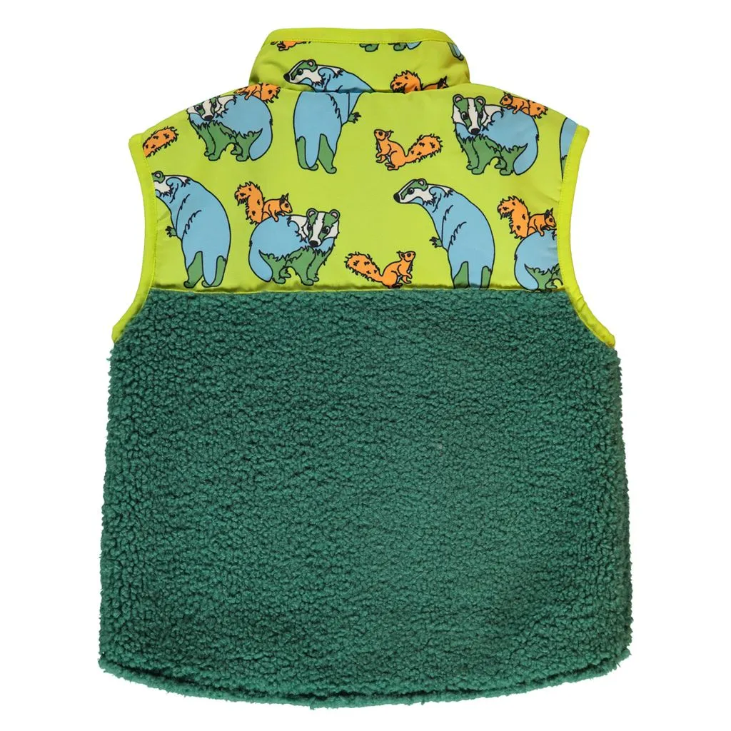 Fleece Badger and Squirrel Vest in Pear Green - 1 Left Size 4-5 years