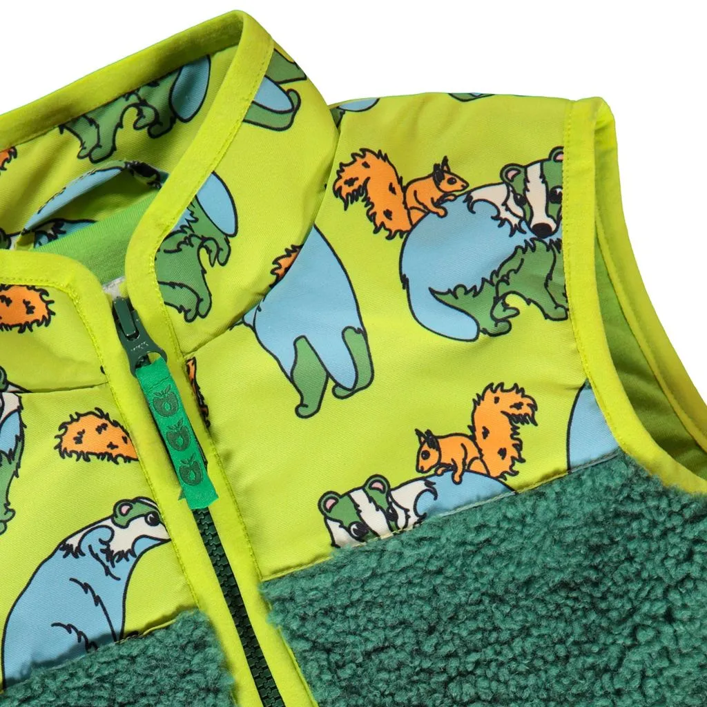 Fleece Badger and Squirrel Vest in Pear Green - 1 Left Size 4-5 years