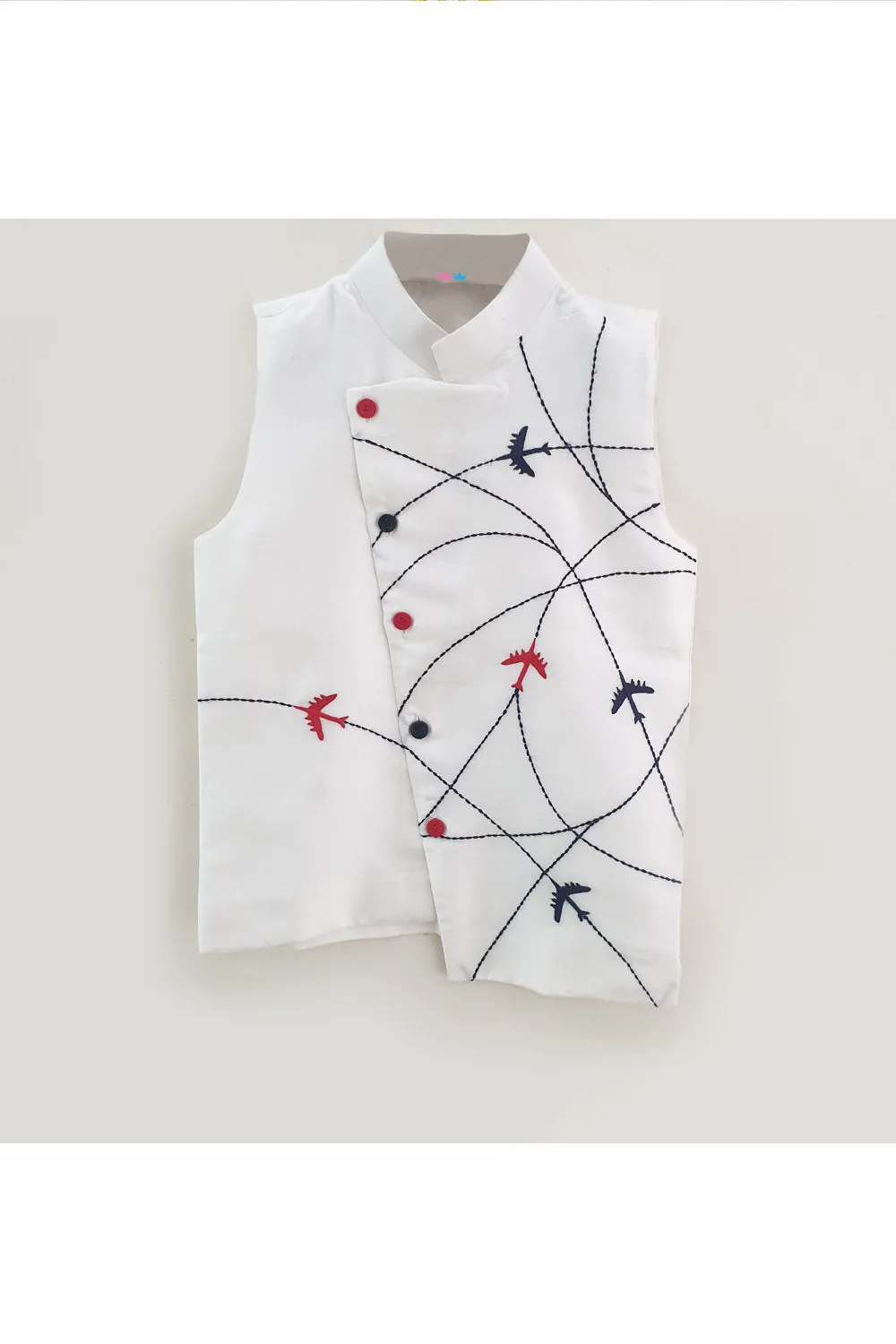 Flying aeroplanes embroidered waistcoat