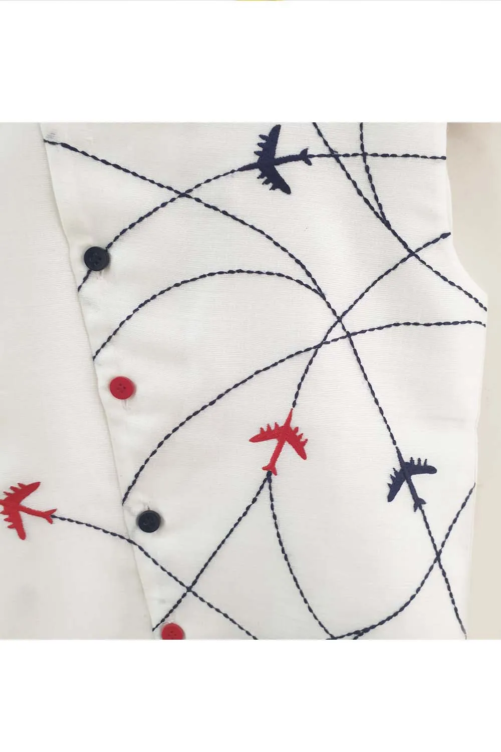 Flying aeroplanes embroidered waistcoat