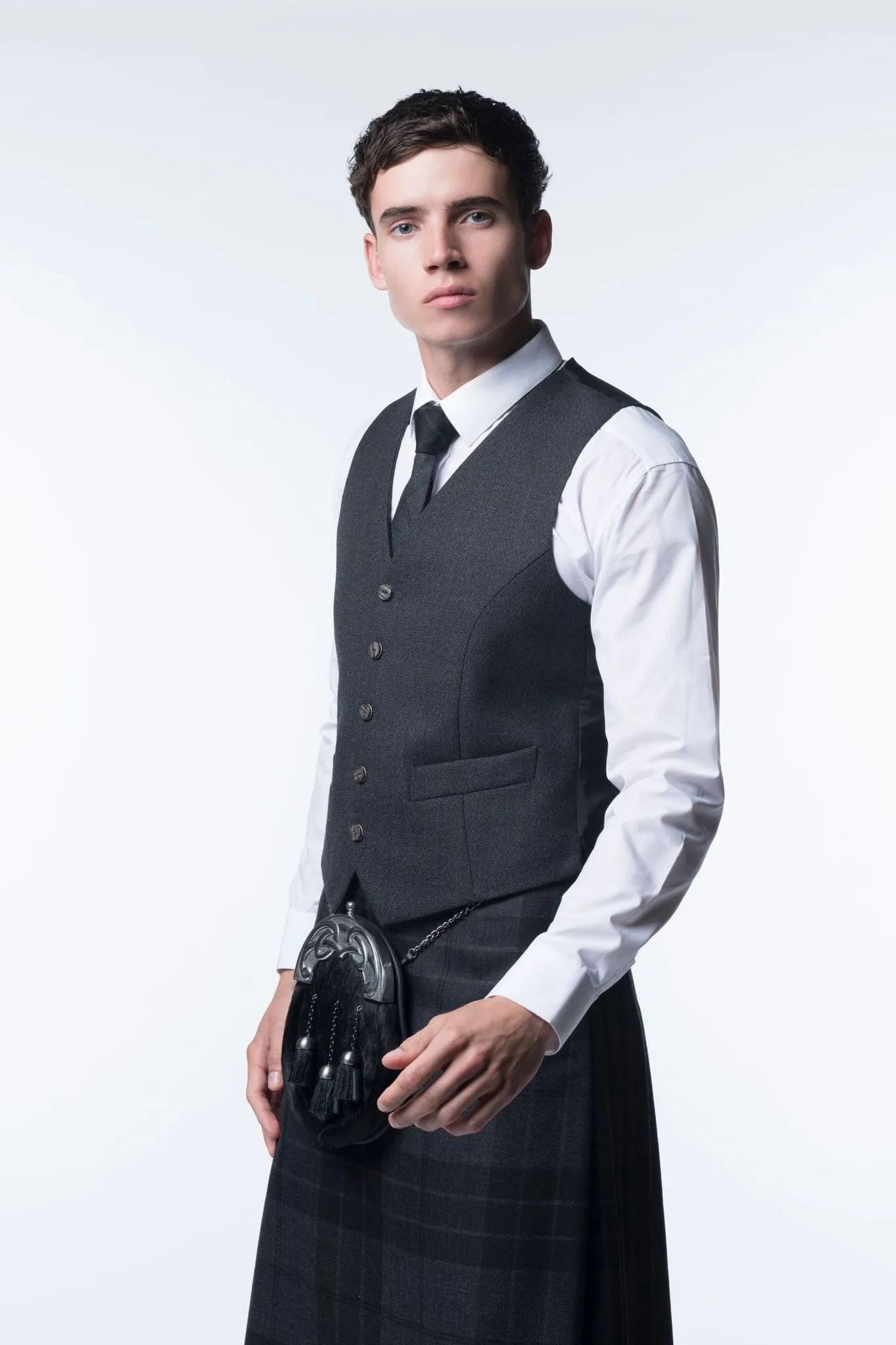 Glen Orchy Grey Tweed 5 Button Kilt Waistcoat