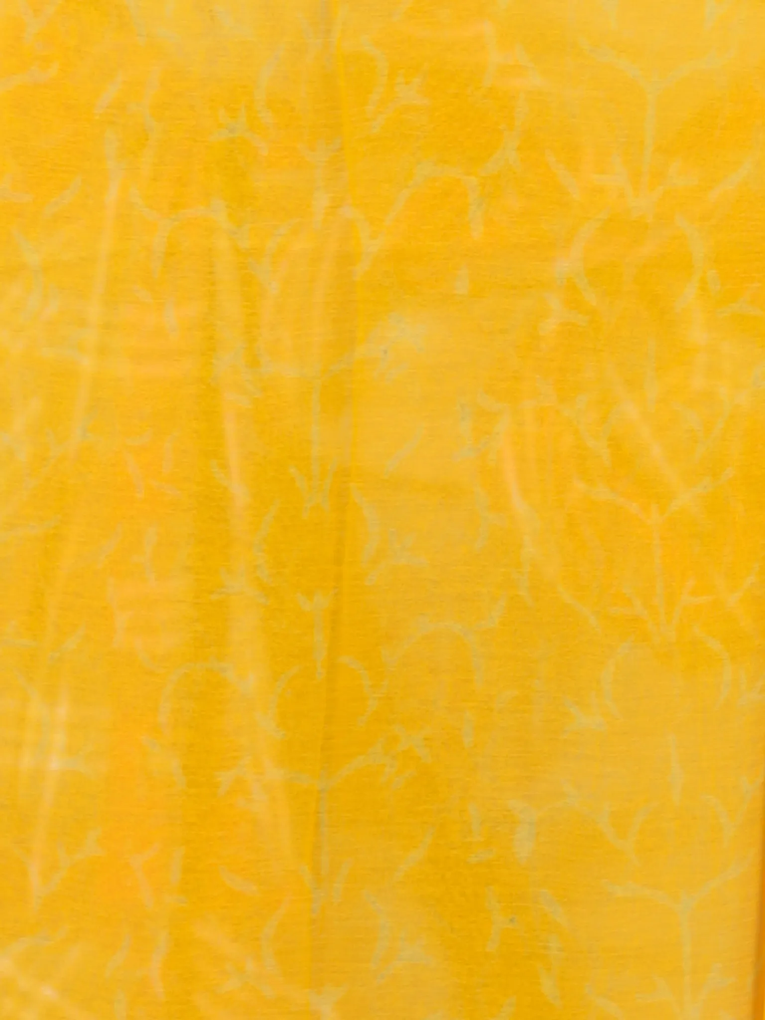 Golden Yellow Green Hand Block Printed Chiffon Saree with Zari Border - S031702750