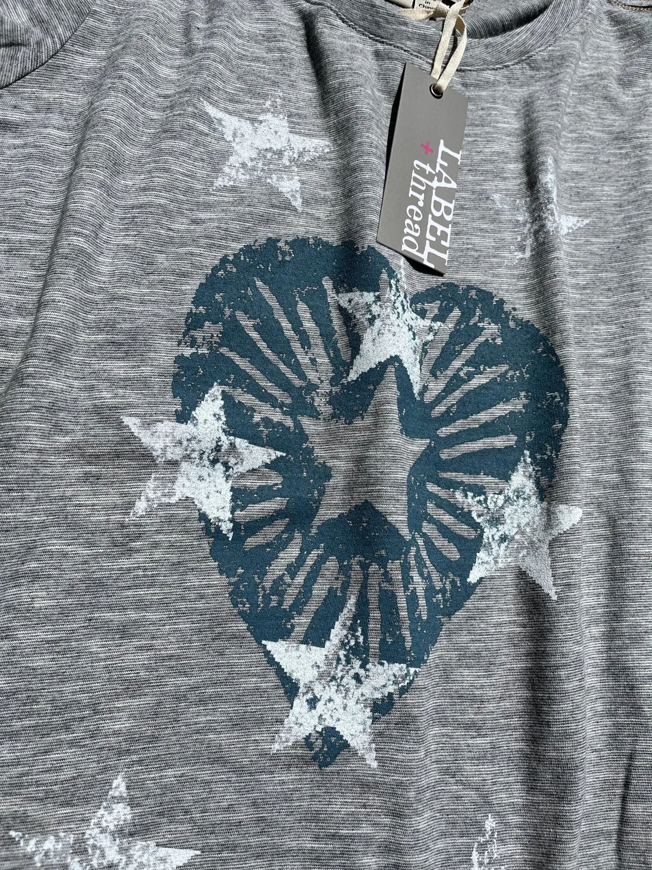 Graphic Ava Tee - Grey Heart Big Stars