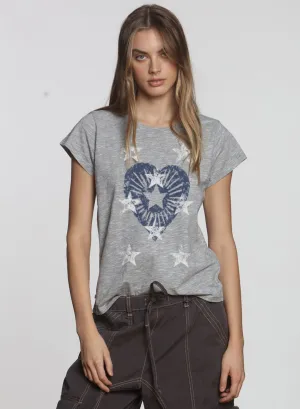 Graphic Ava Tee - Grey Heart Big Stars