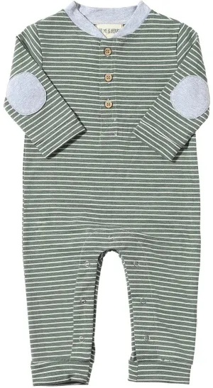 Green/White Stripe Niota Henley Romper