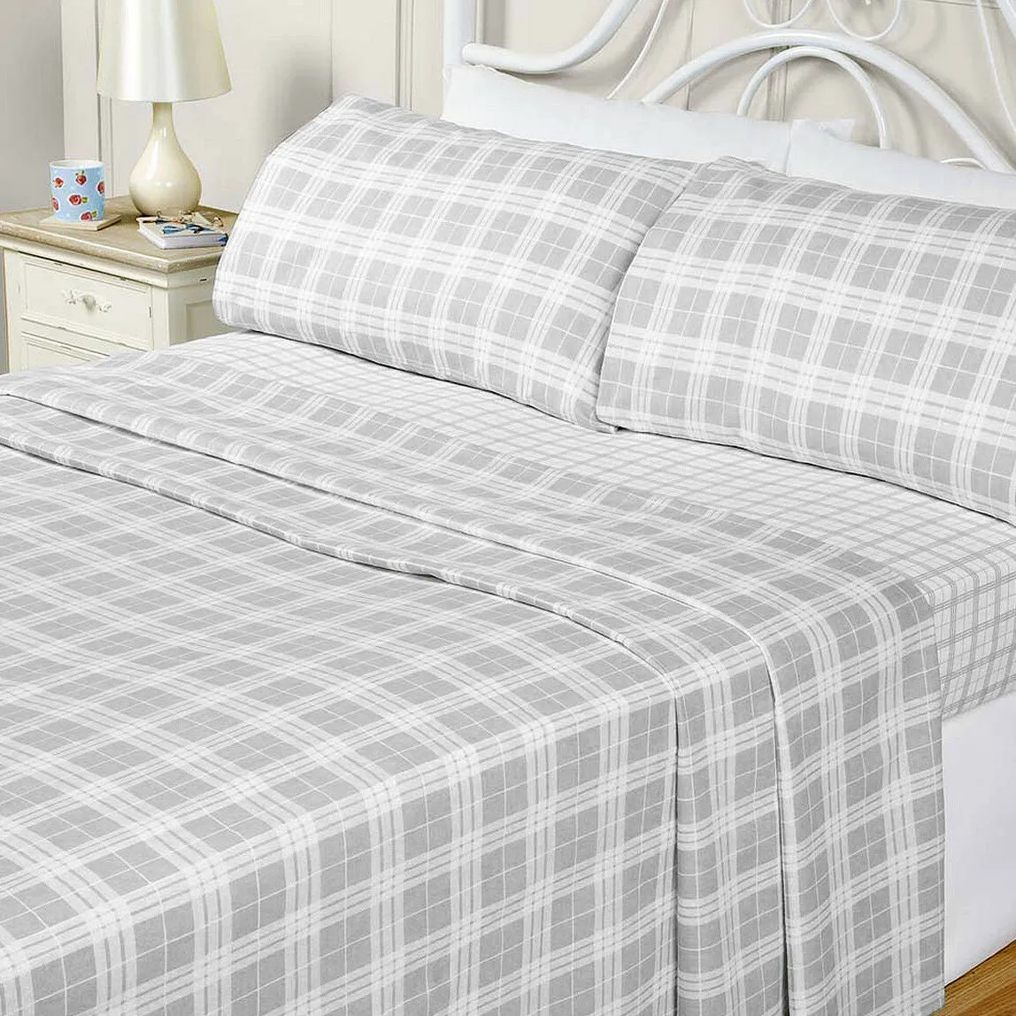 Grey Flannelette Check Sheet Set