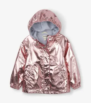 Hatley Girls Metallic Rose Gold Fleece Lined Hooded Jacket