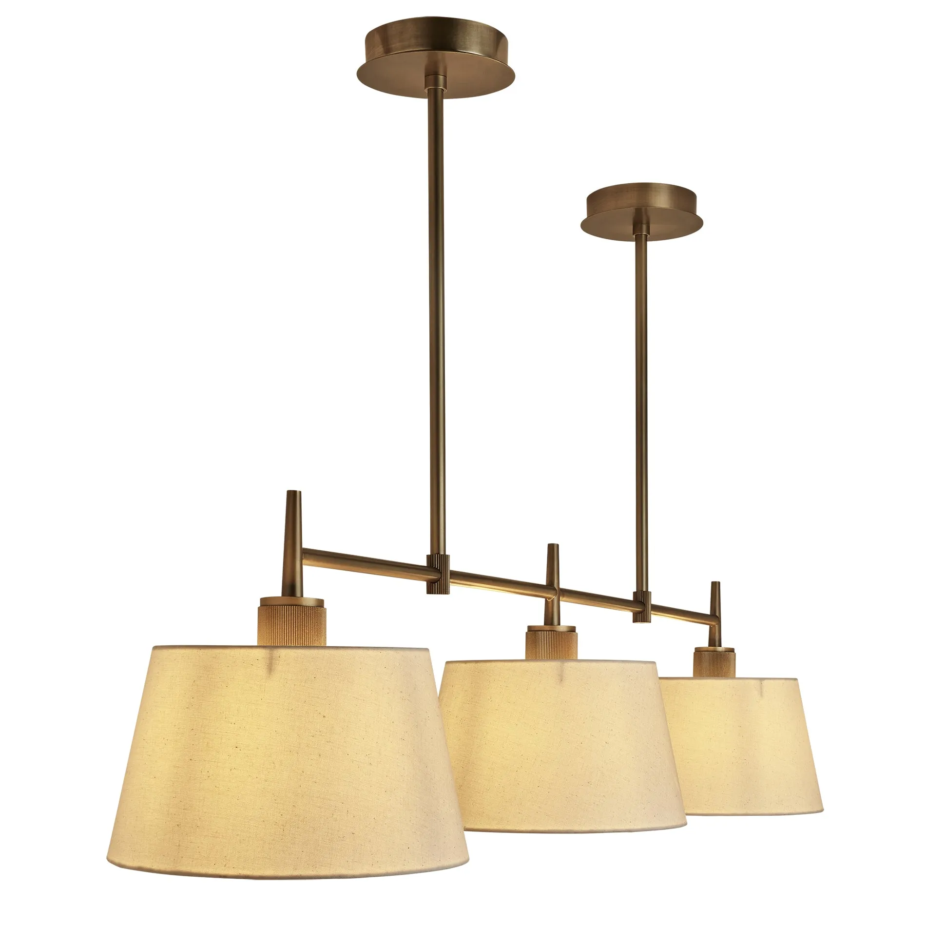 Henley Triple Bar Pendant Light - Natural Cotton Shades