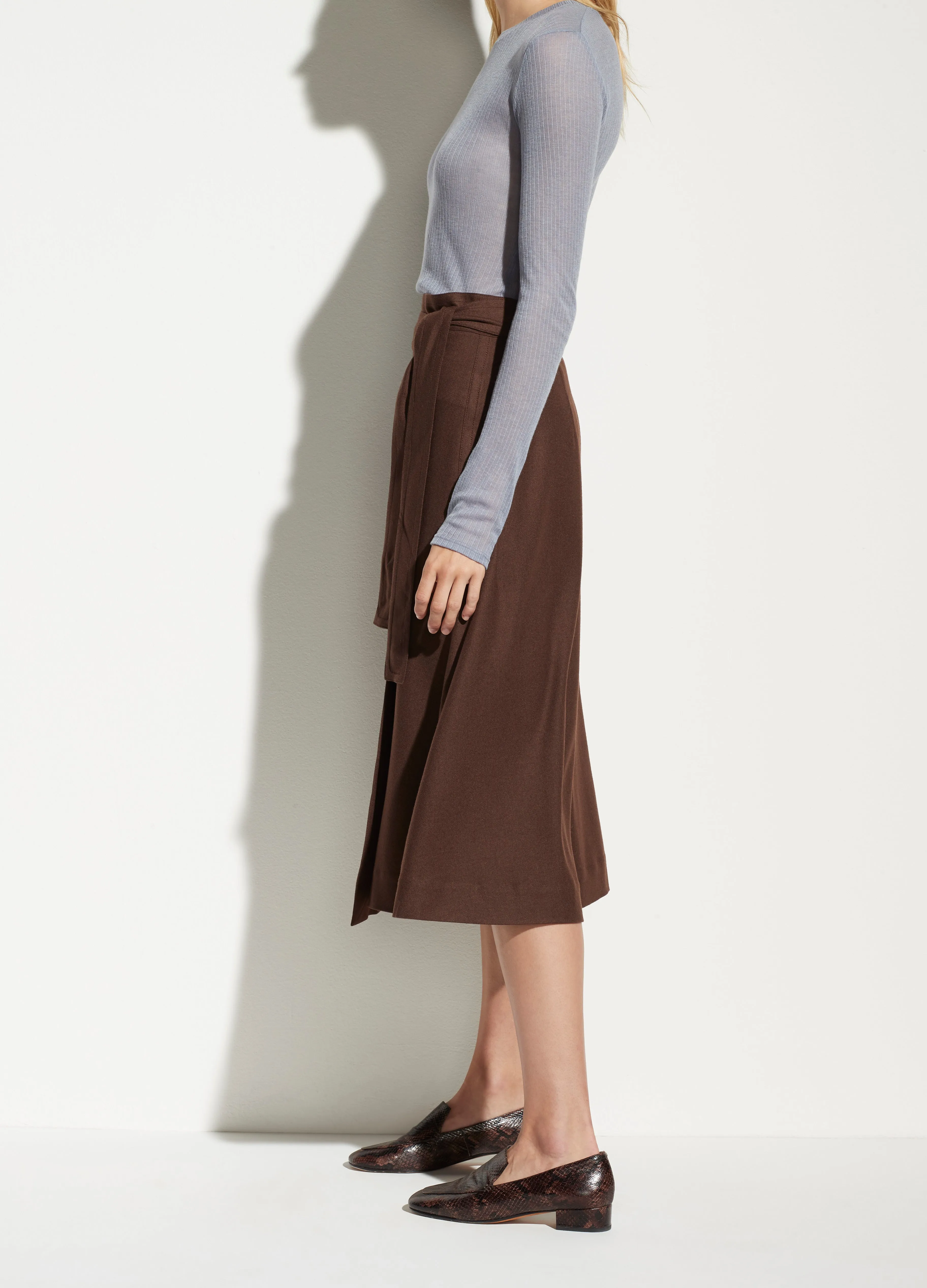 High Waisted Belted Skirt in Hickory