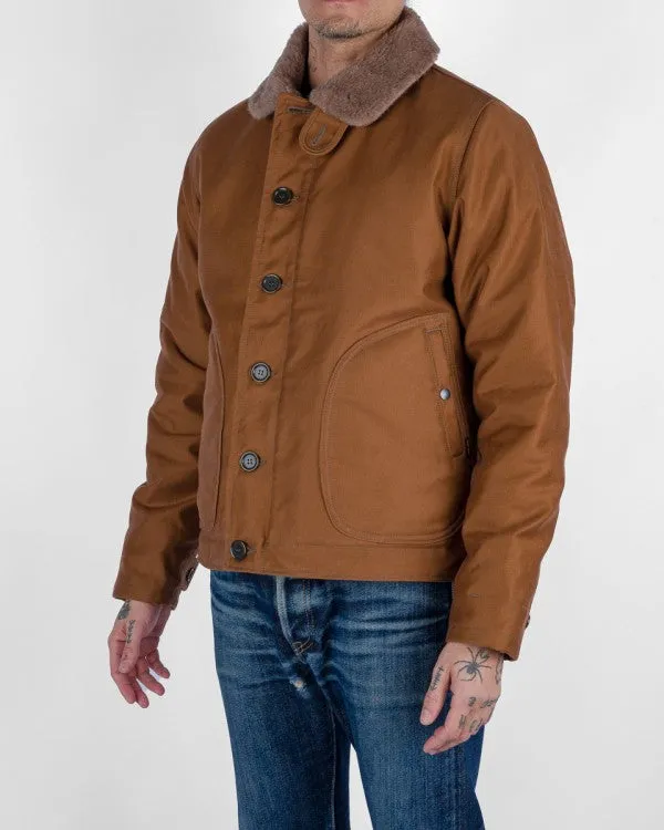 Iron Heart IHM-35 Alpaca-Lined Whipcord N1 Deck Jacket Brown