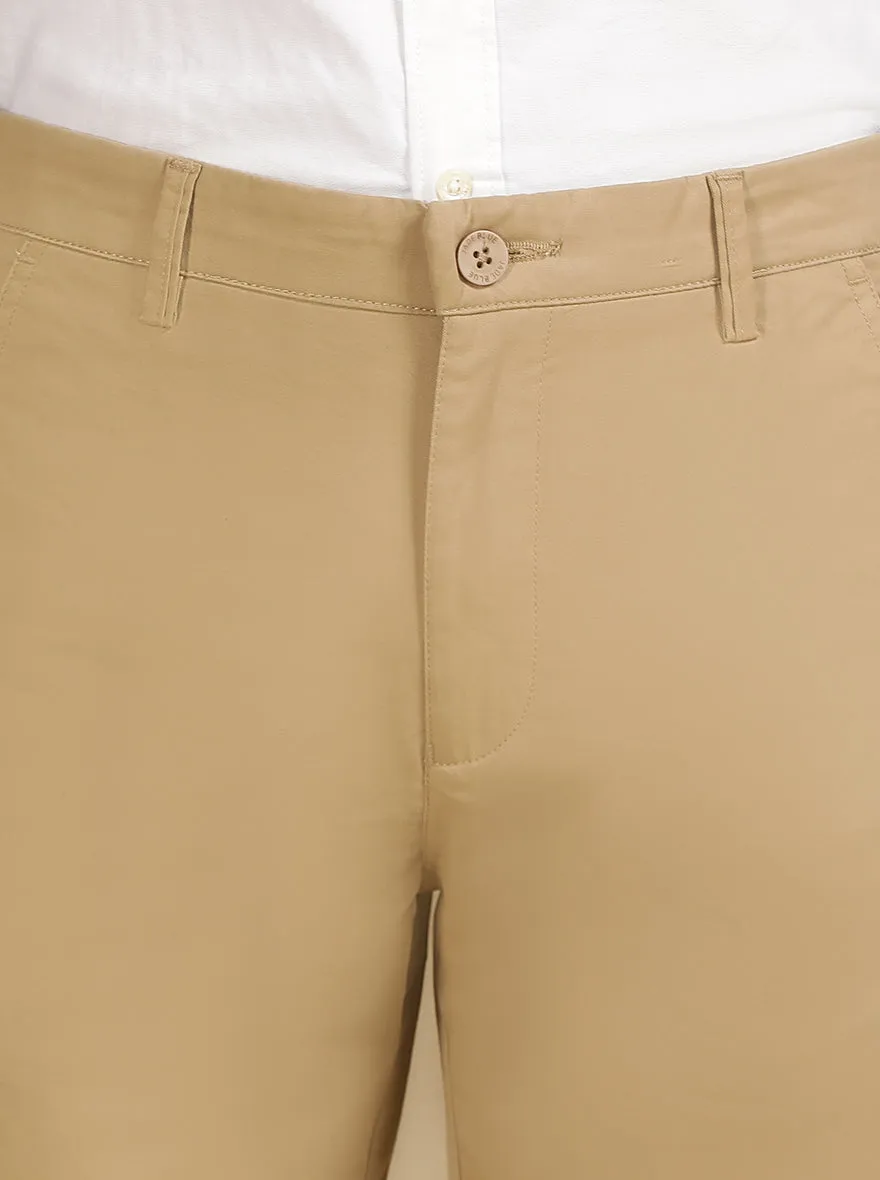 Khaki Solid Slim Fit Shorts | JadeBlue