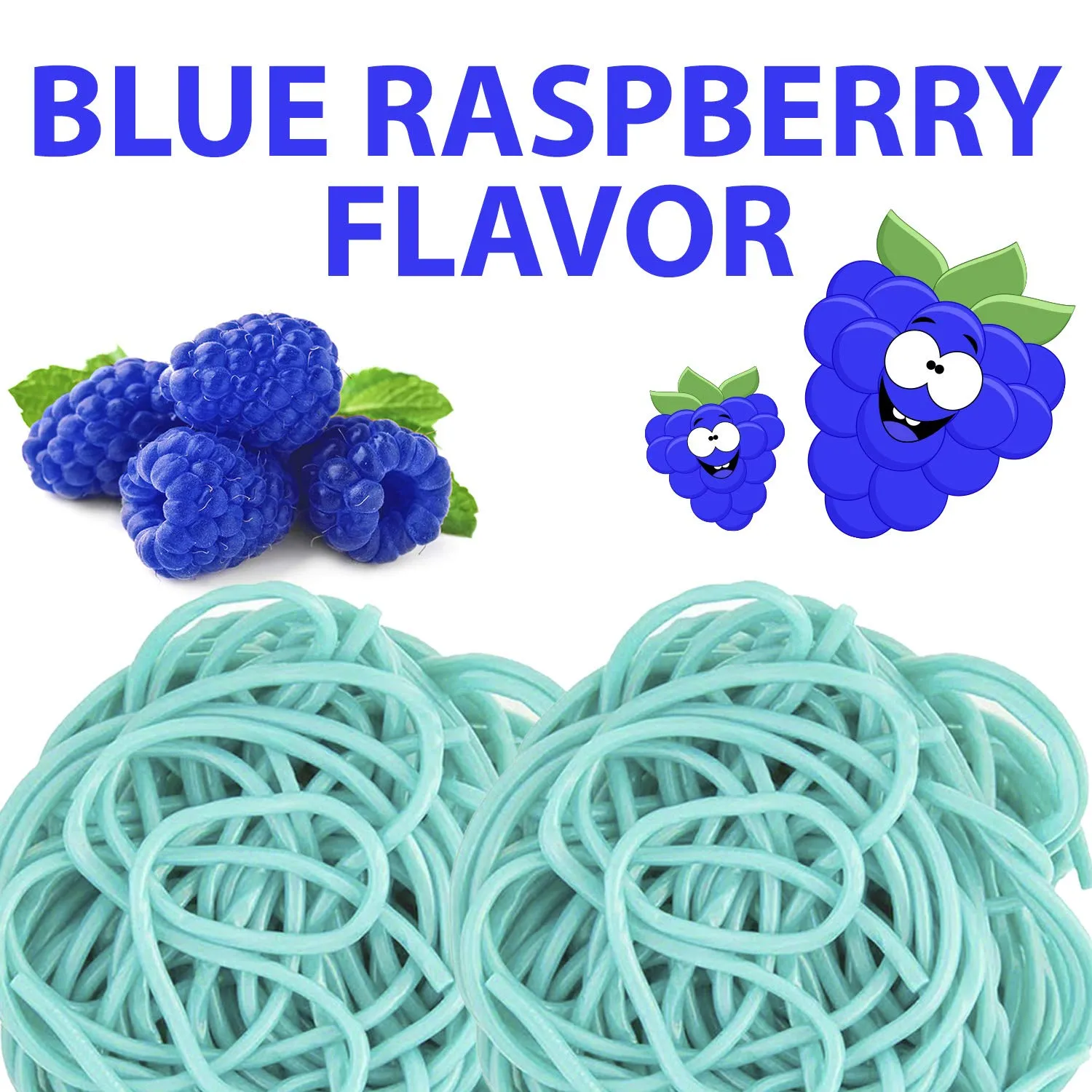 Kicko Blue Raspberry Licorice Laces - 2 Pounds - 32 Ounces - Bulk Candy - Shoestring Laces