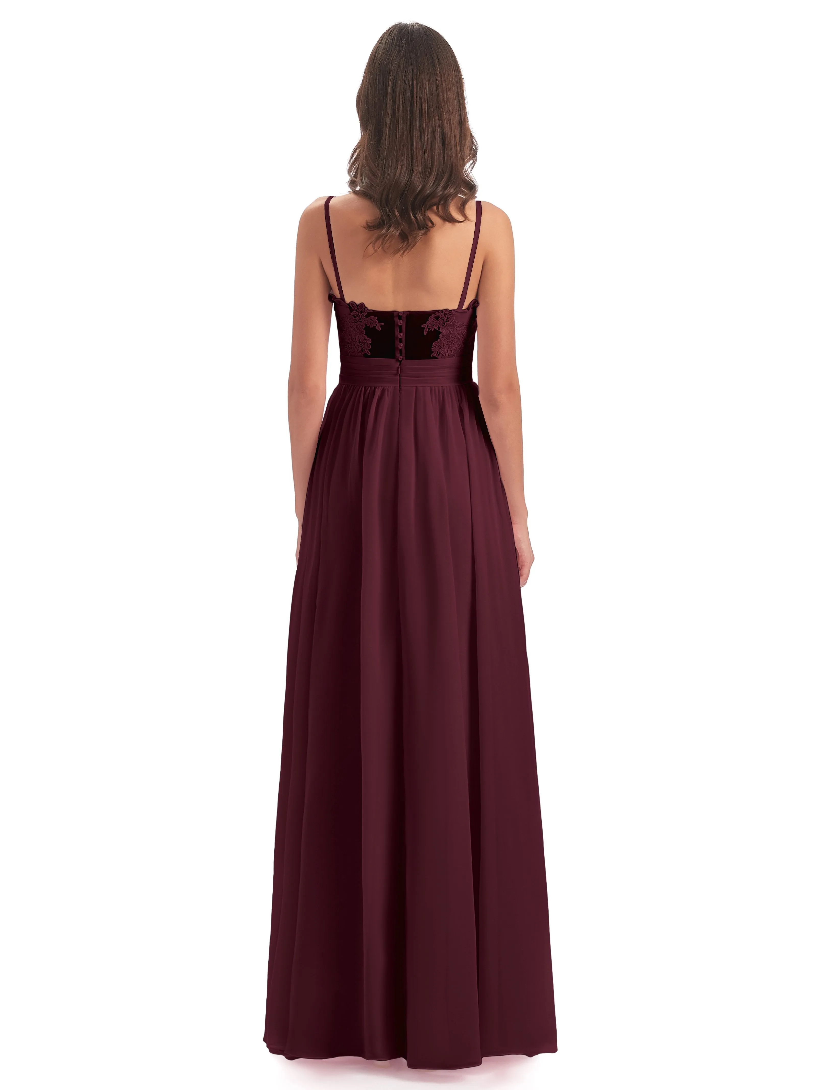 Lola Simple A-line Spaghetti Straps Long Bridesmaid Dresses