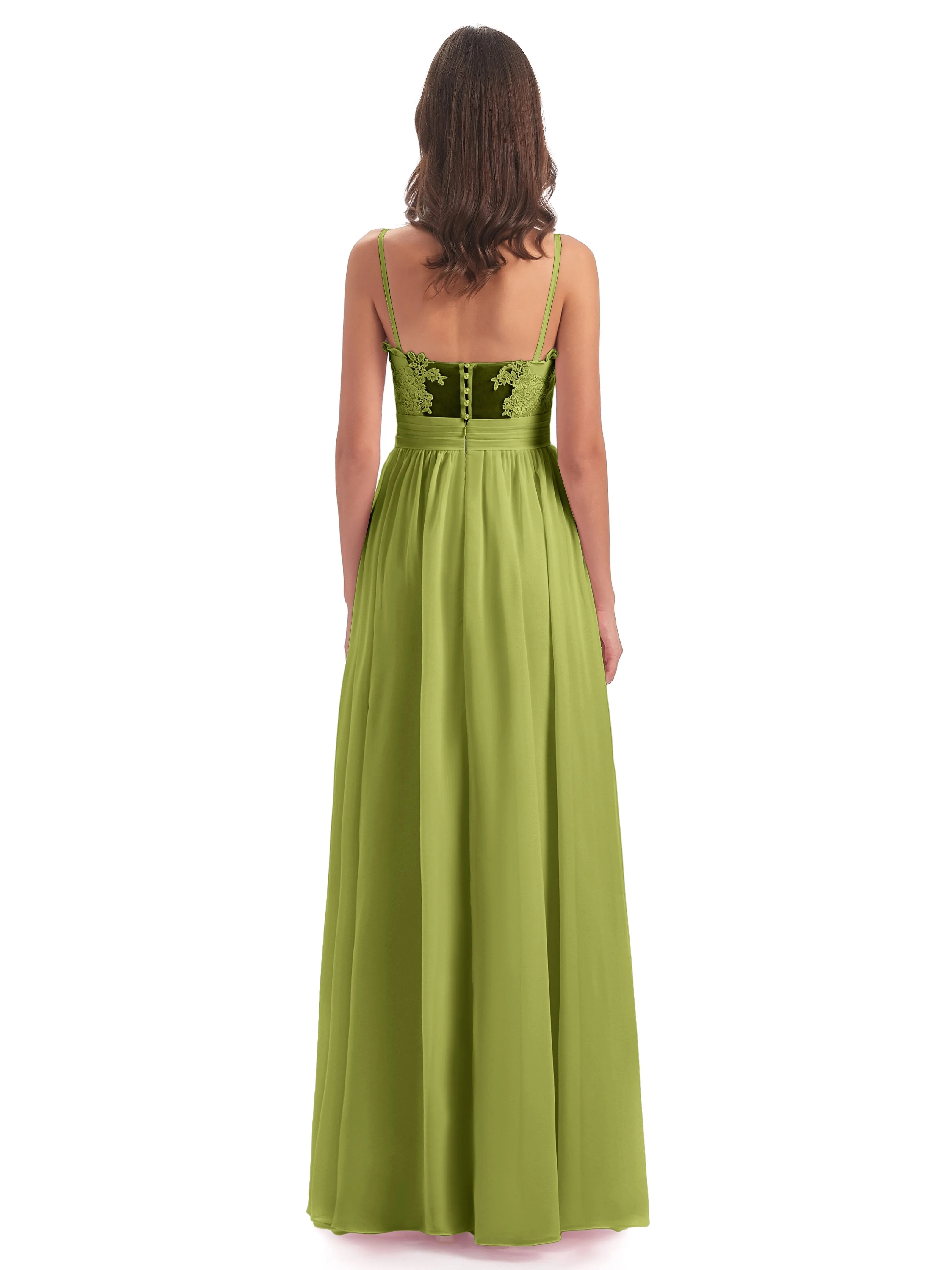 Lola Simple A-line Spaghetti Straps Long Bridesmaid Dresses