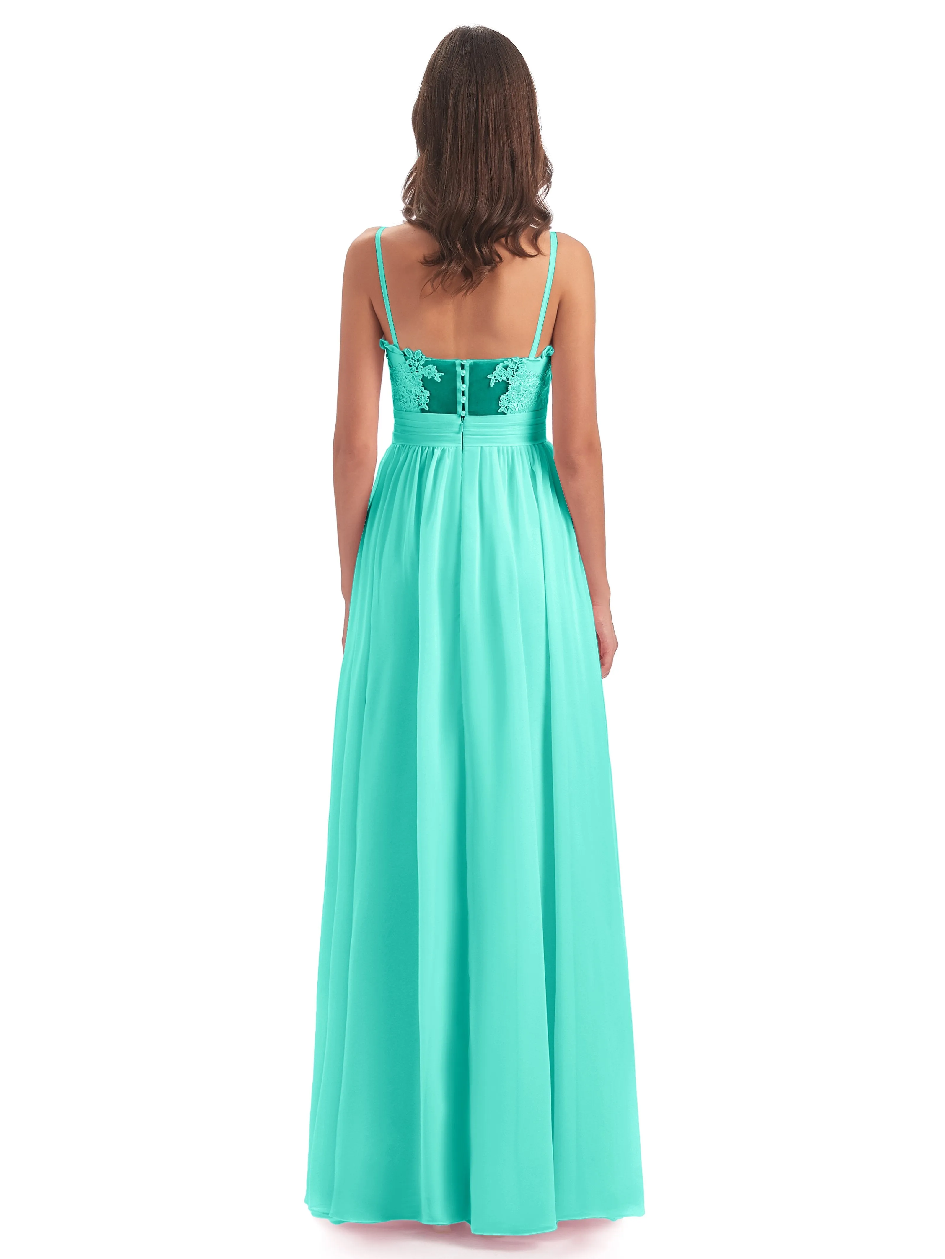 Lola Simple A-line Spaghetti Straps Long Bridesmaid Dresses