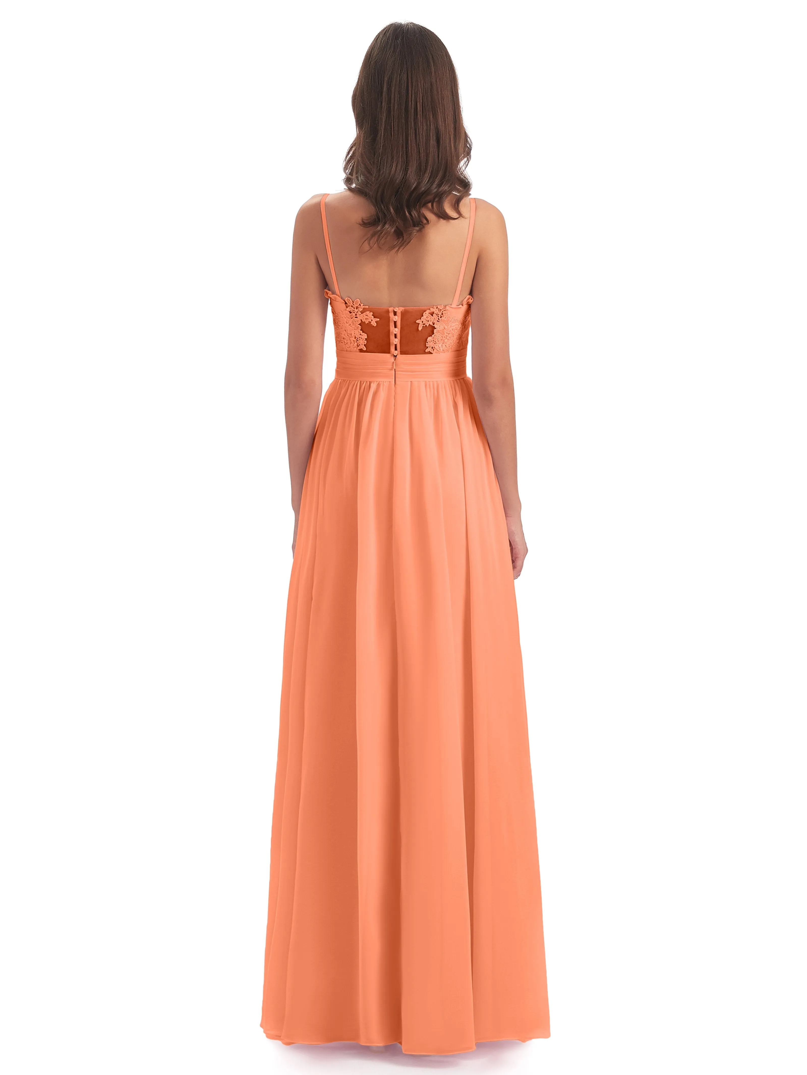 Lola Simple A-line Spaghetti Straps Long Bridesmaid Dresses