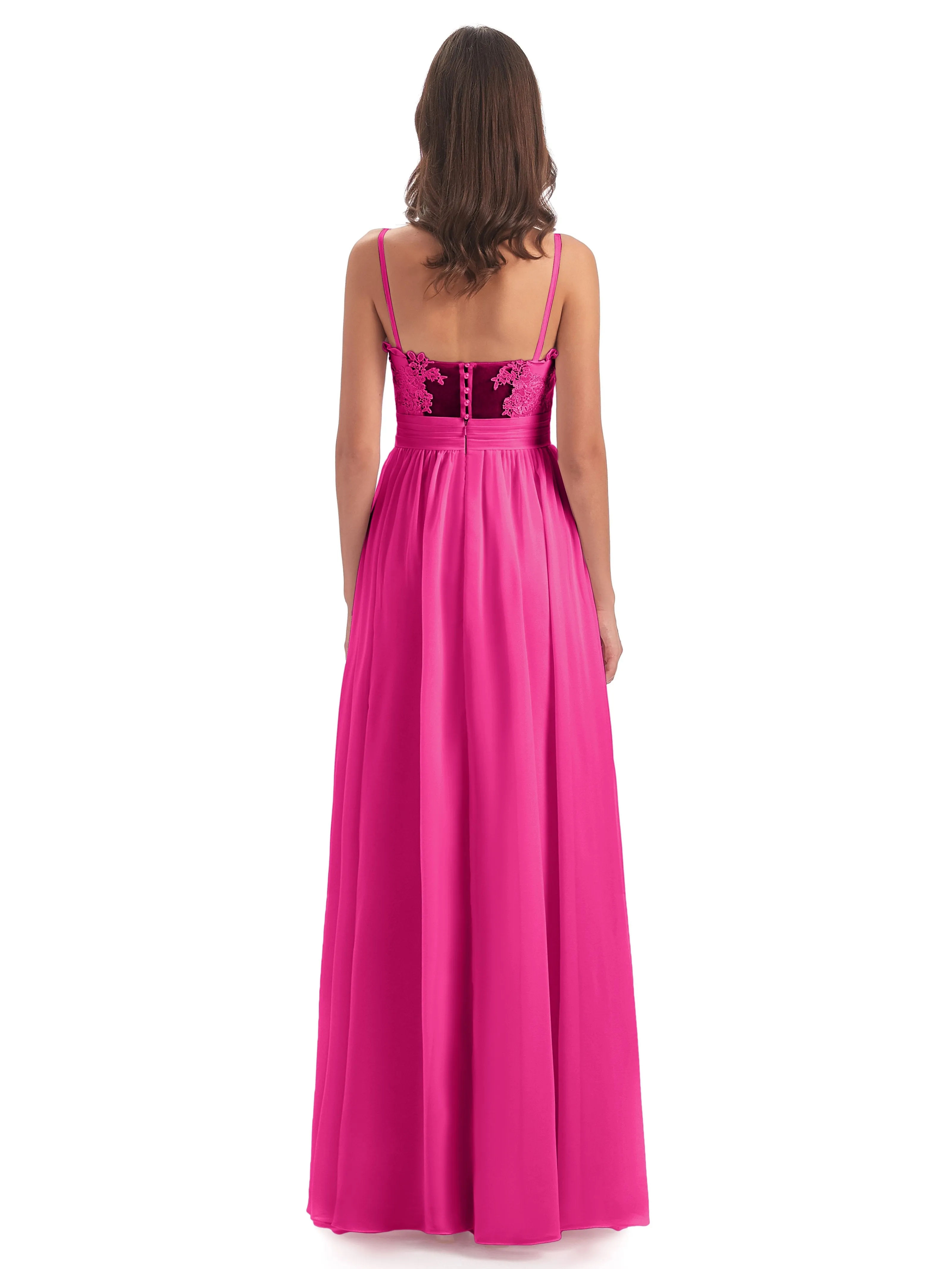 Lola Simple A-line Spaghetti Straps Long Bridesmaid Dresses