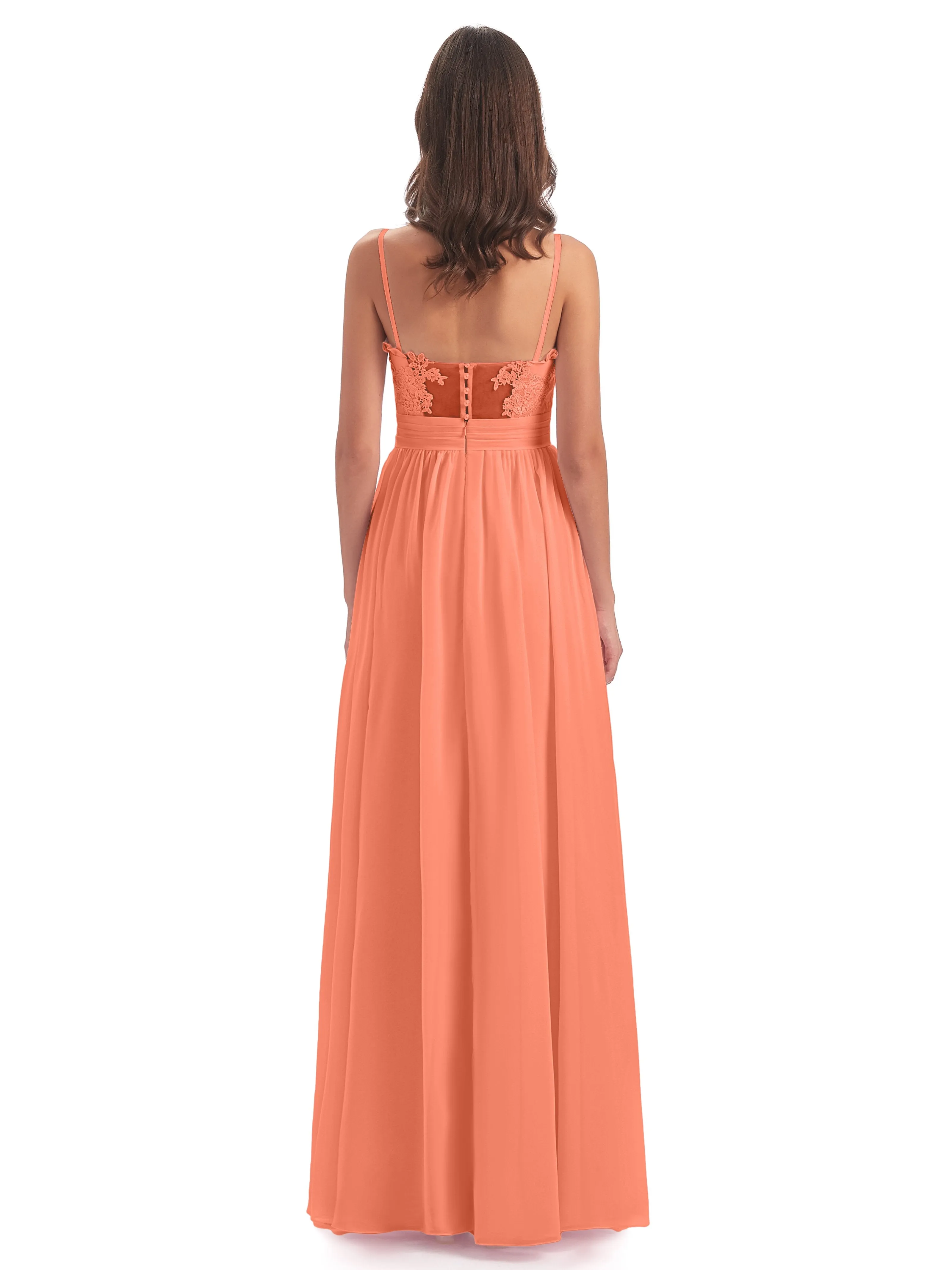 Lola Simple A-line Spaghetti Straps Long Bridesmaid Dresses