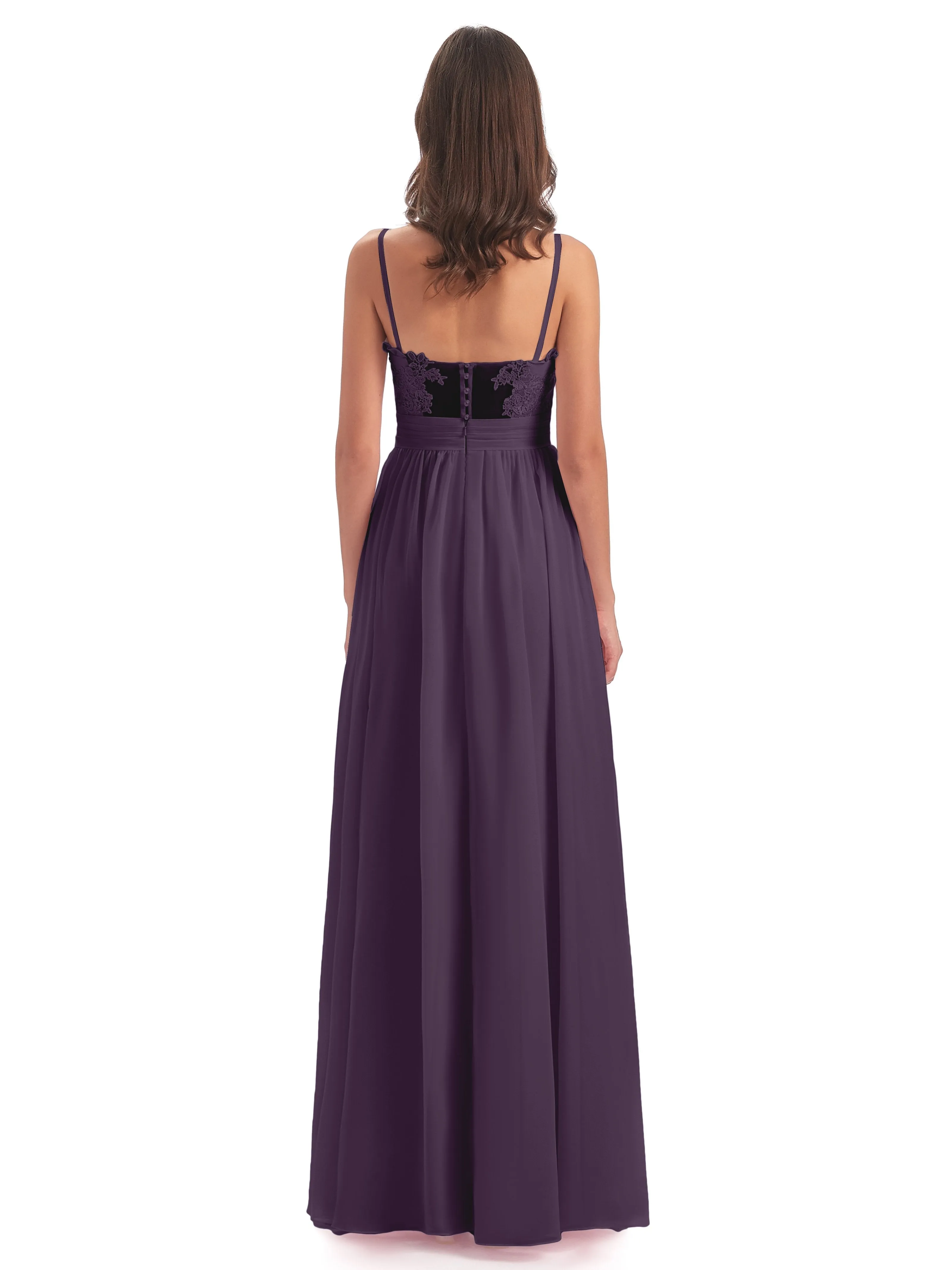 Lola Simple A-line Spaghetti Straps Long Bridesmaid Dresses