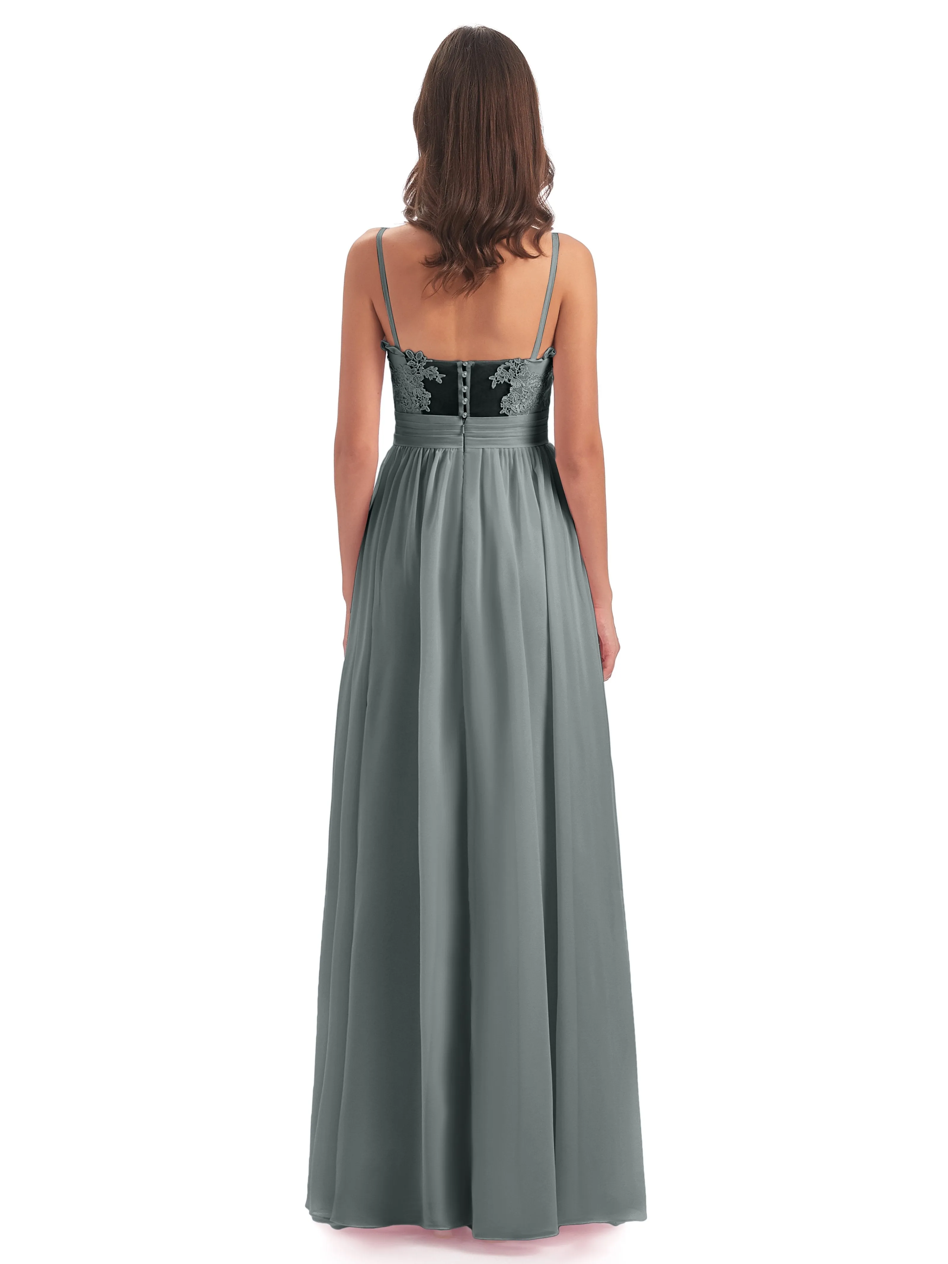 Lola Simple A-line Spaghetti Straps Long Bridesmaid Dresses