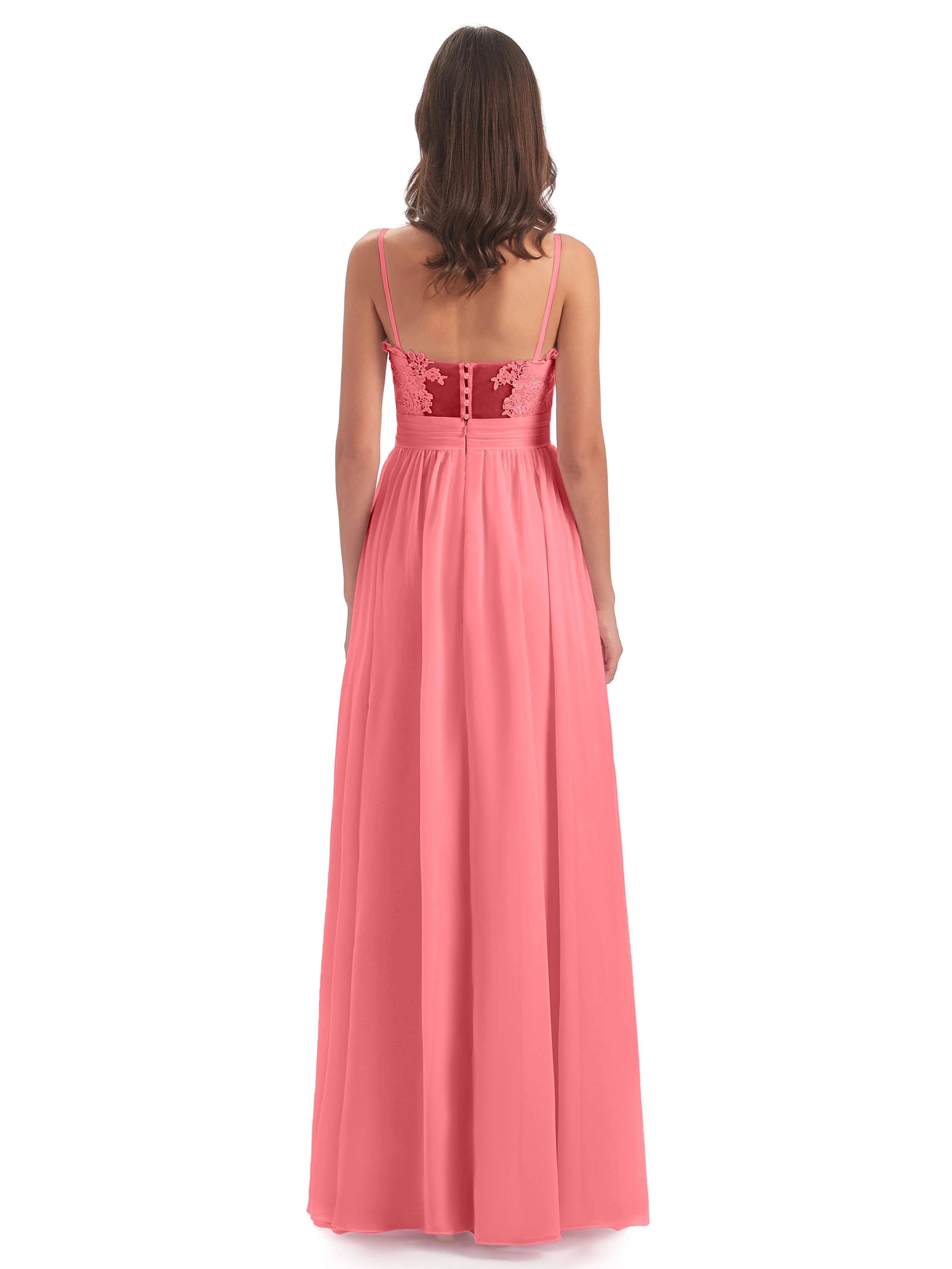 Lola Simple A-line Spaghetti Straps Long Bridesmaid Dresses